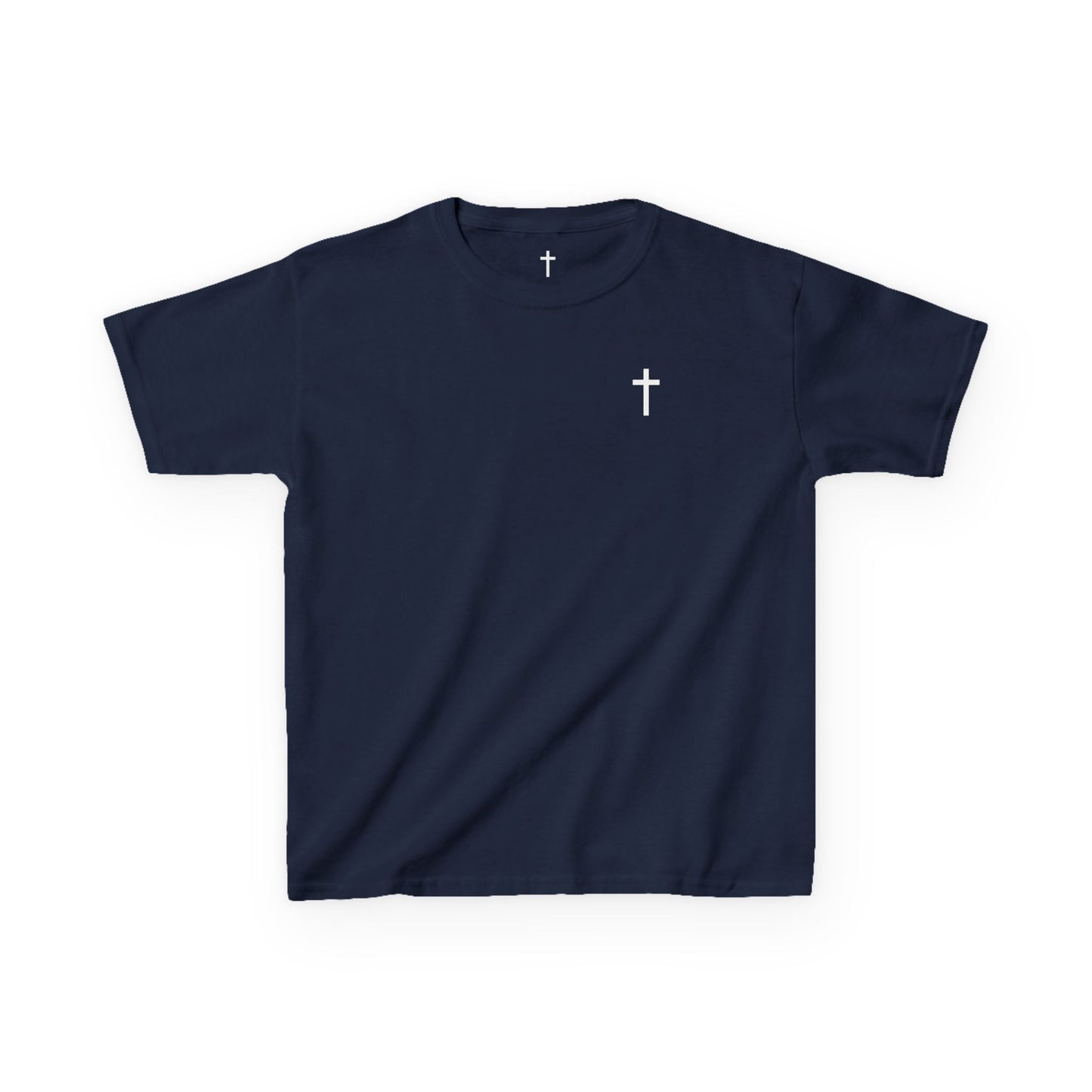 Youth Simple Christian T-Shirt with White Cross (Gildan Product)