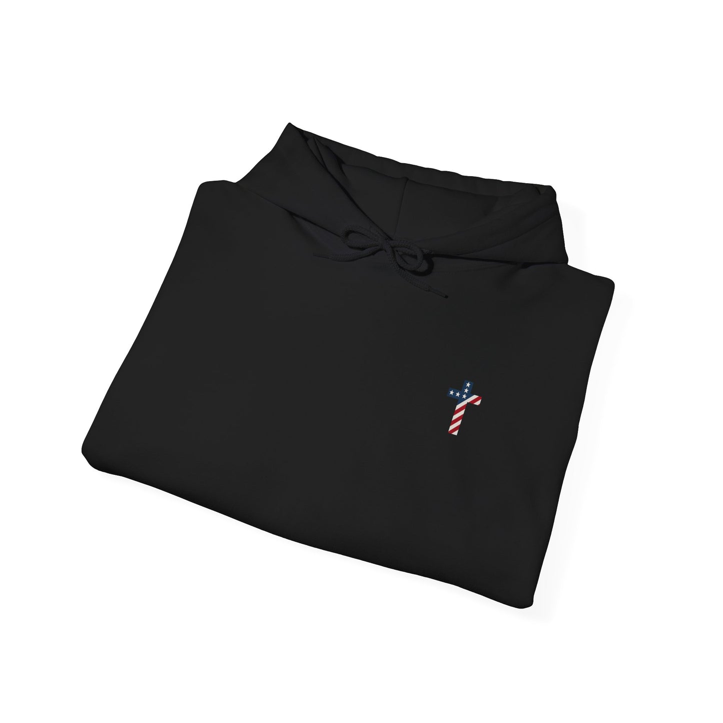 American Flag Cross- Gildan Hooded Sweatshirt