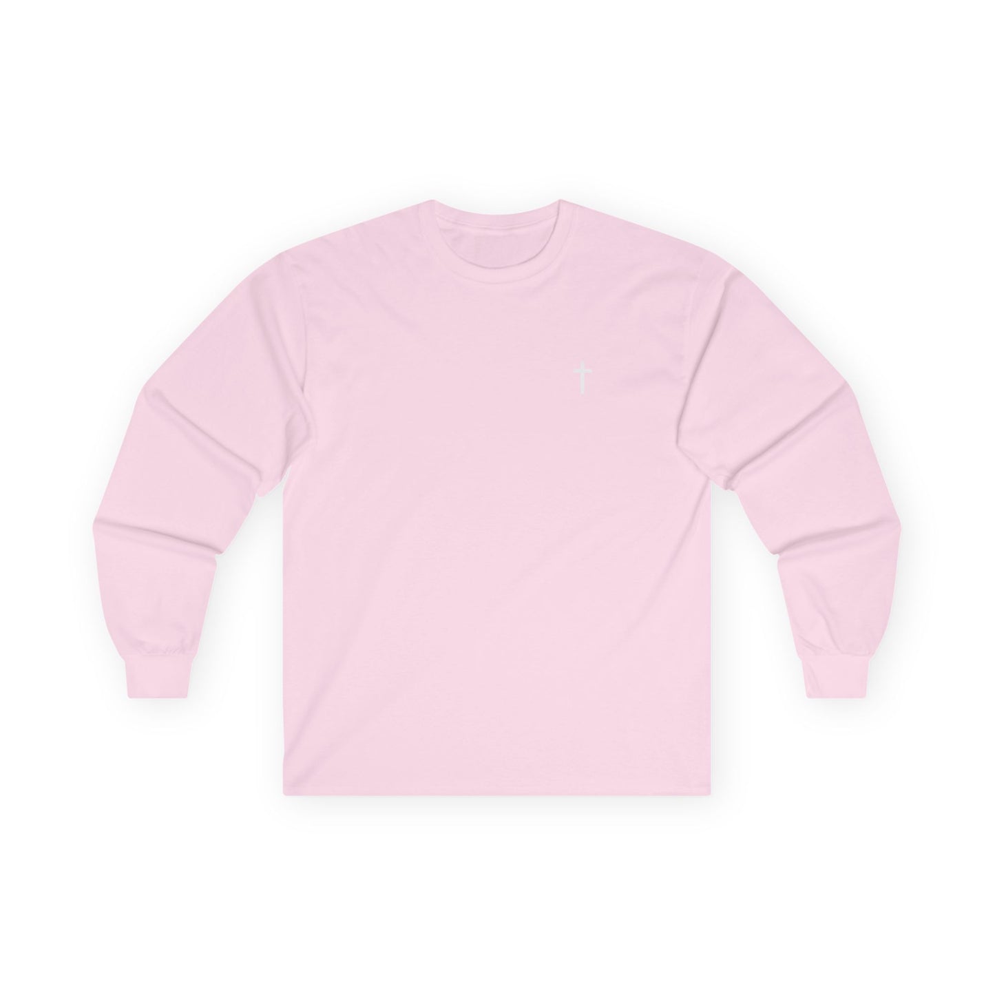 Unisex 100% Cotton Long Sleeve with White Cross (Gildan Product)
