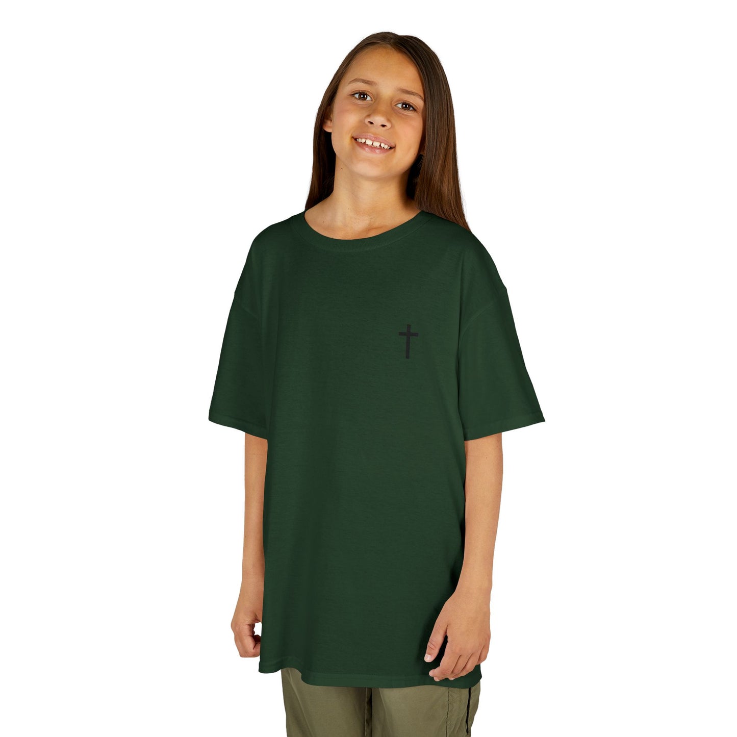Kids Simple Christian T-Shirt with Black Cross (Gildan Product)