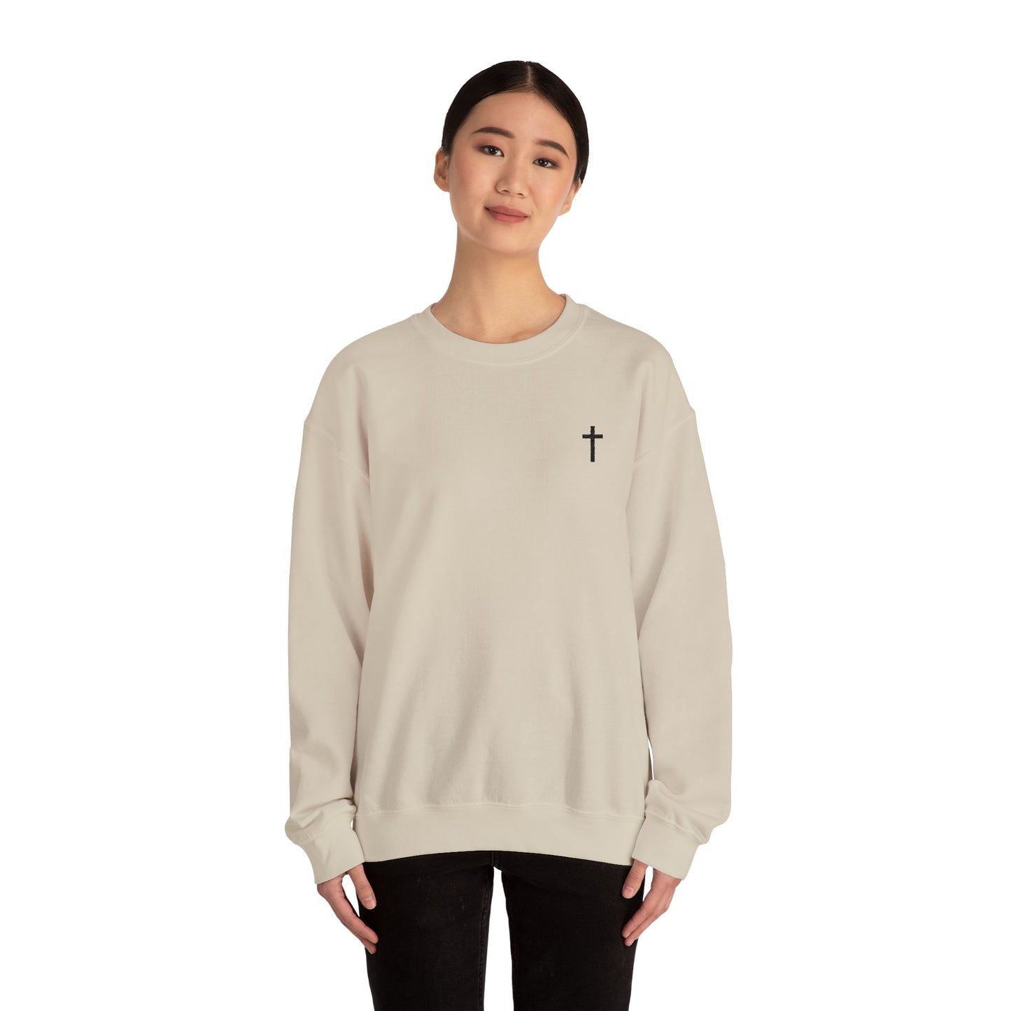 Unisex Heavy Blend™ Crewneck Sweatshirt with Embroidered Black Cross