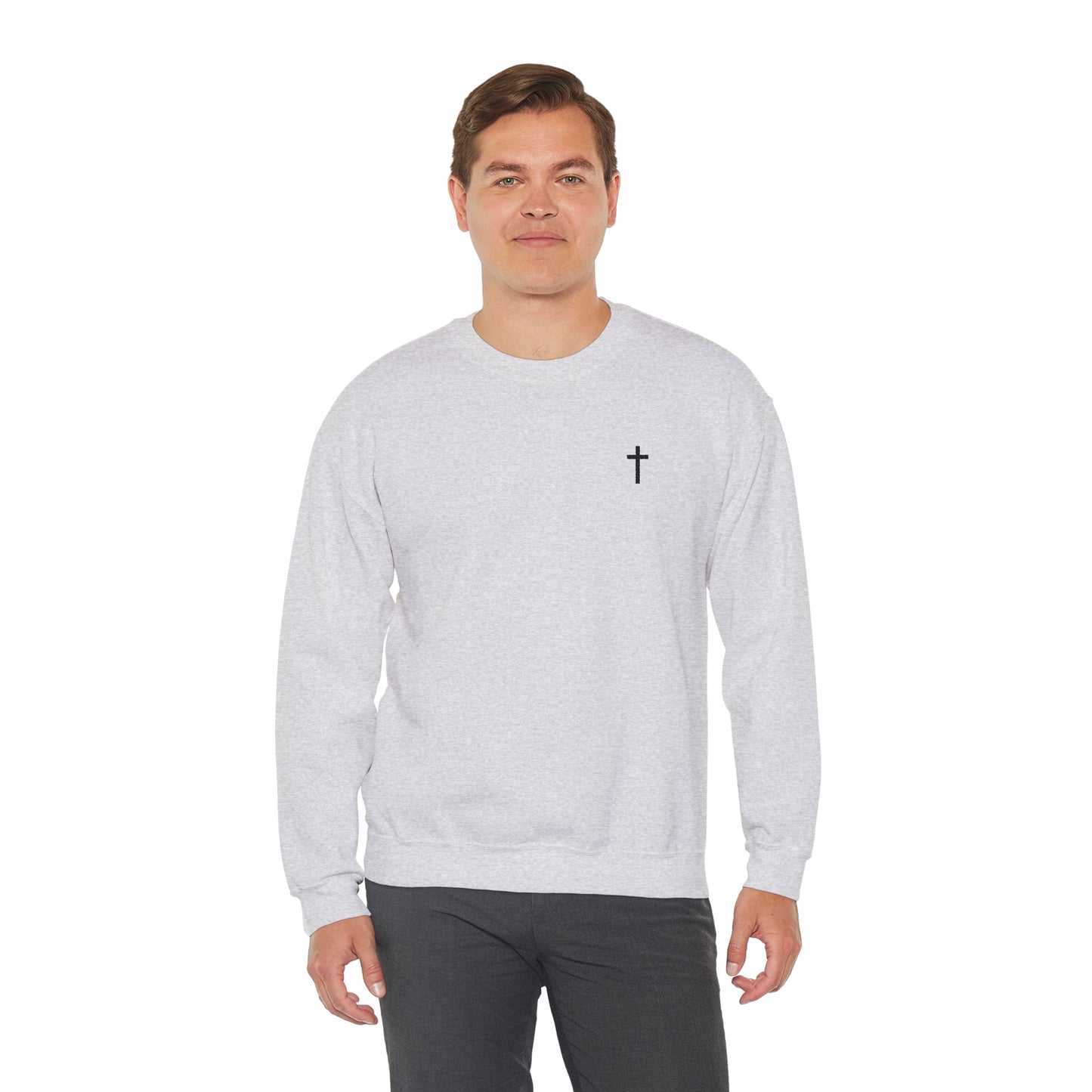 Unisex Heavy Blend™ Crewneck Sweatshirt with Embroidered Black Cross