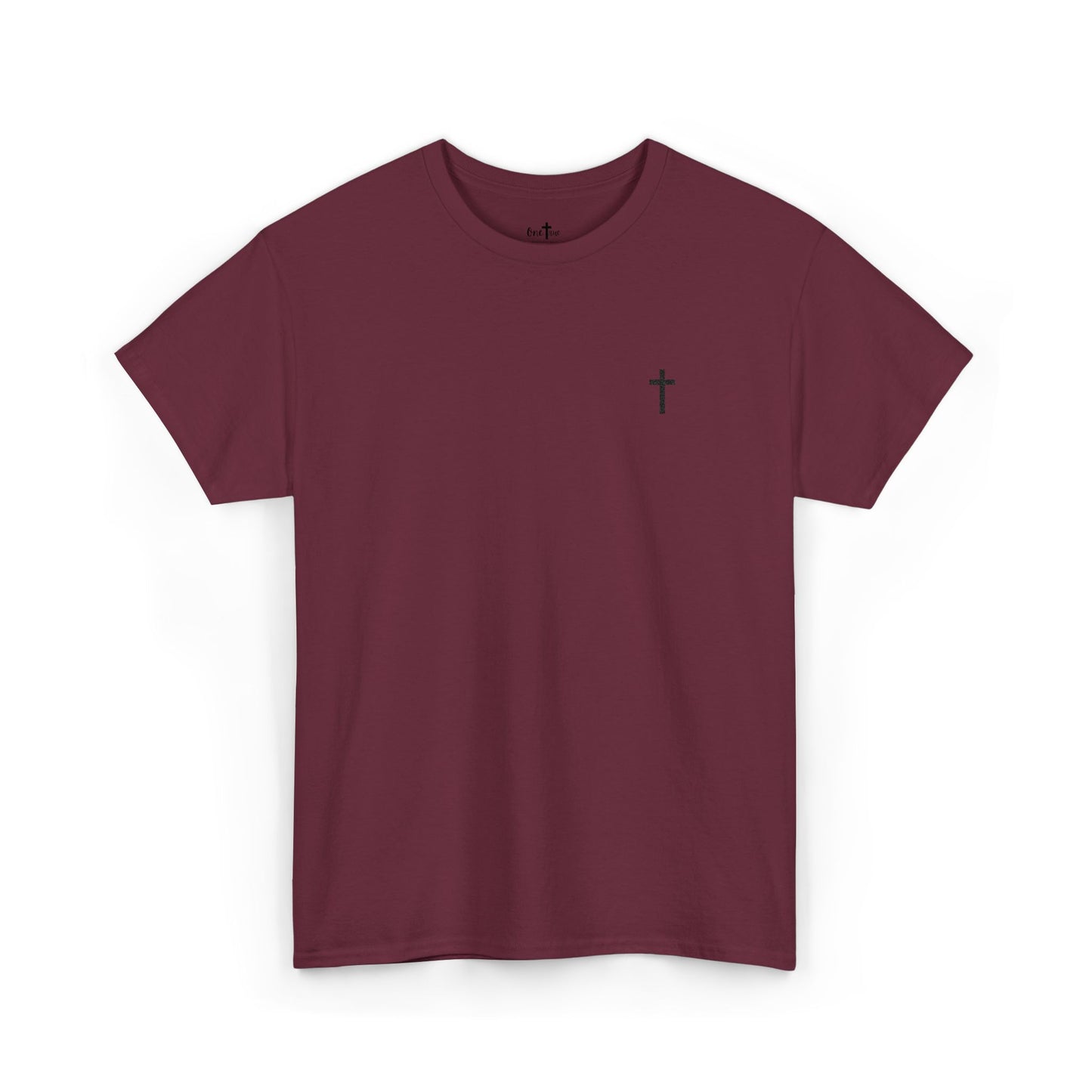 Unisex Heavy Cotton Tee with Black Cross (Embroidered)