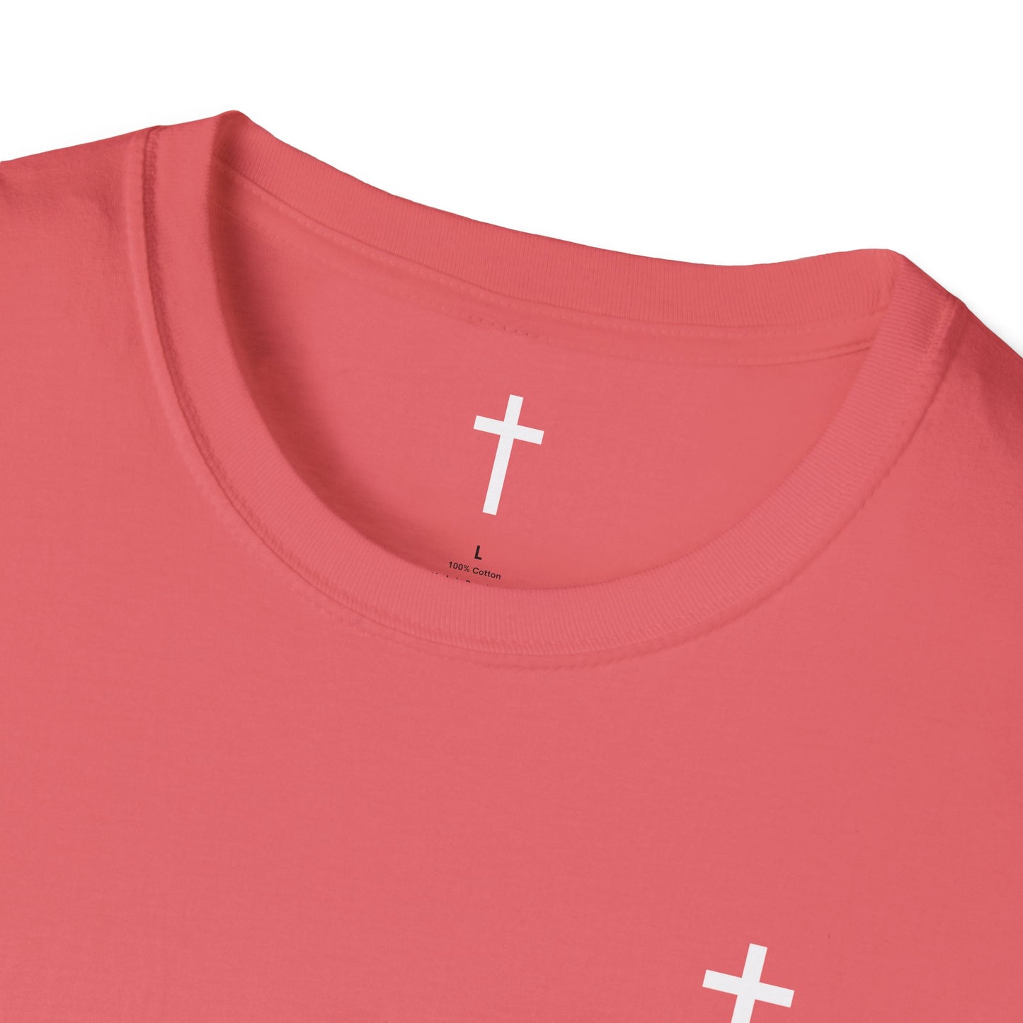 Unisex Christian T-Shirt with White Cross (Gildan Product)
