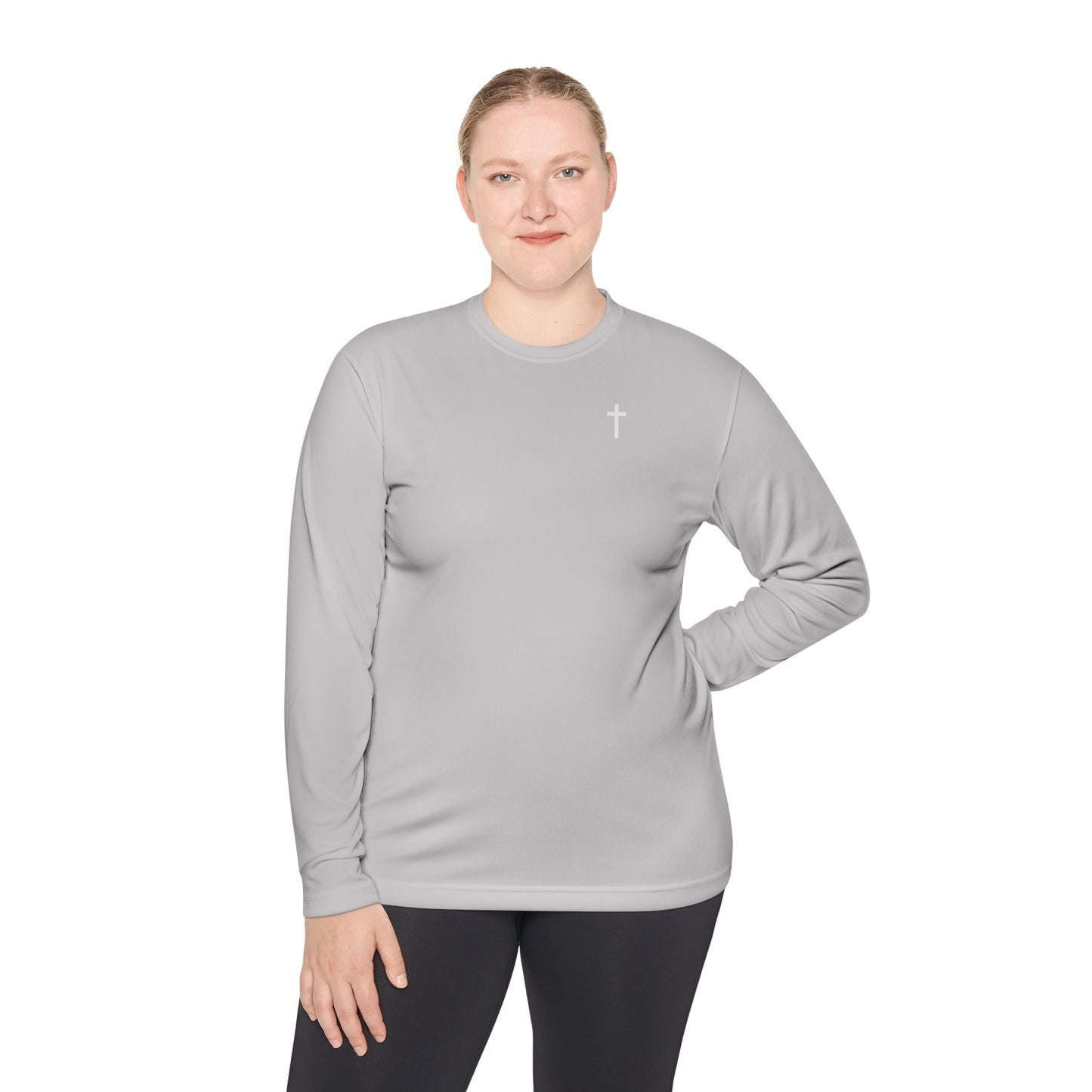 Unisex Lightweight Long Sleeve Tee with White Cross