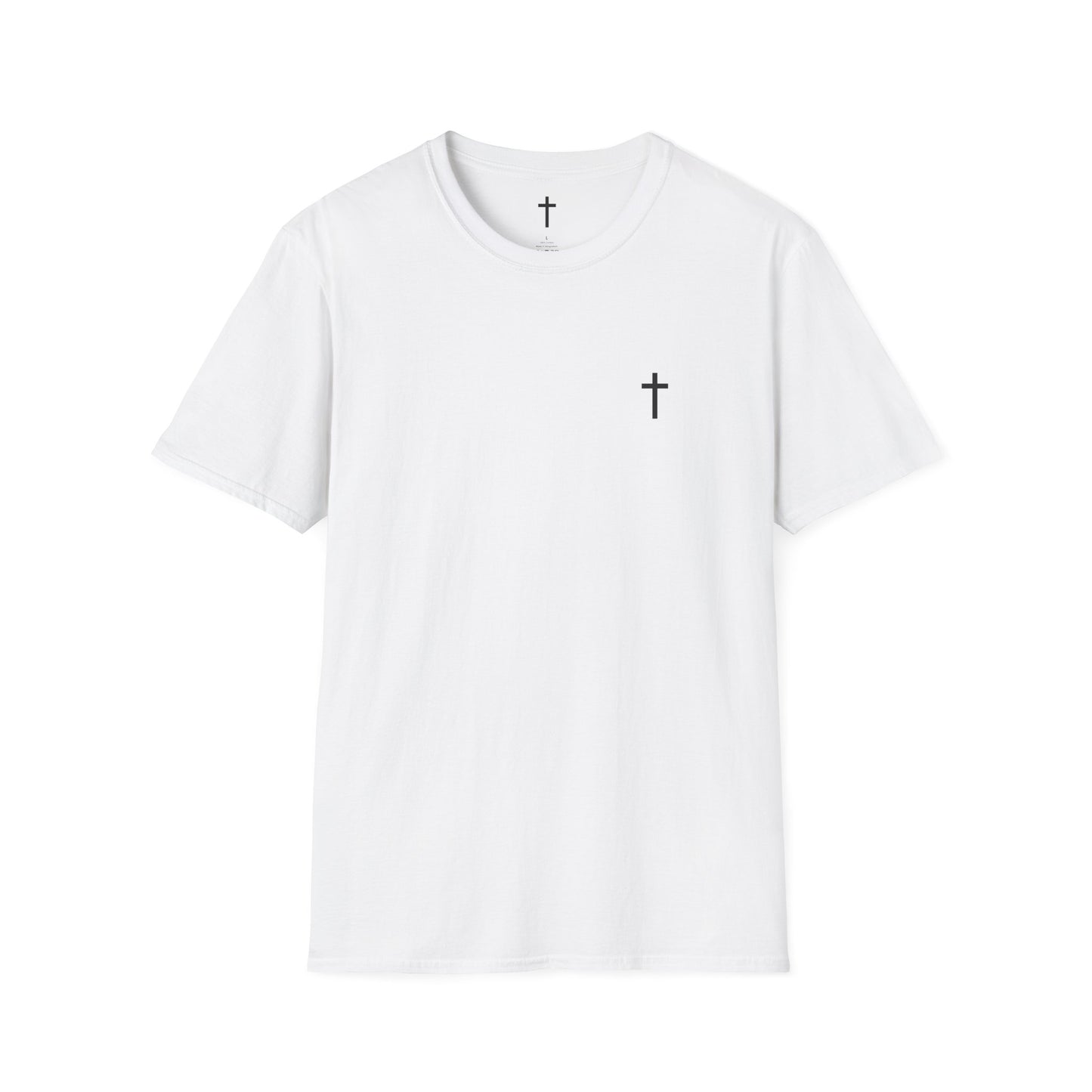 Unisex Christian T-Shirt with Black Cross (Gildan Product)