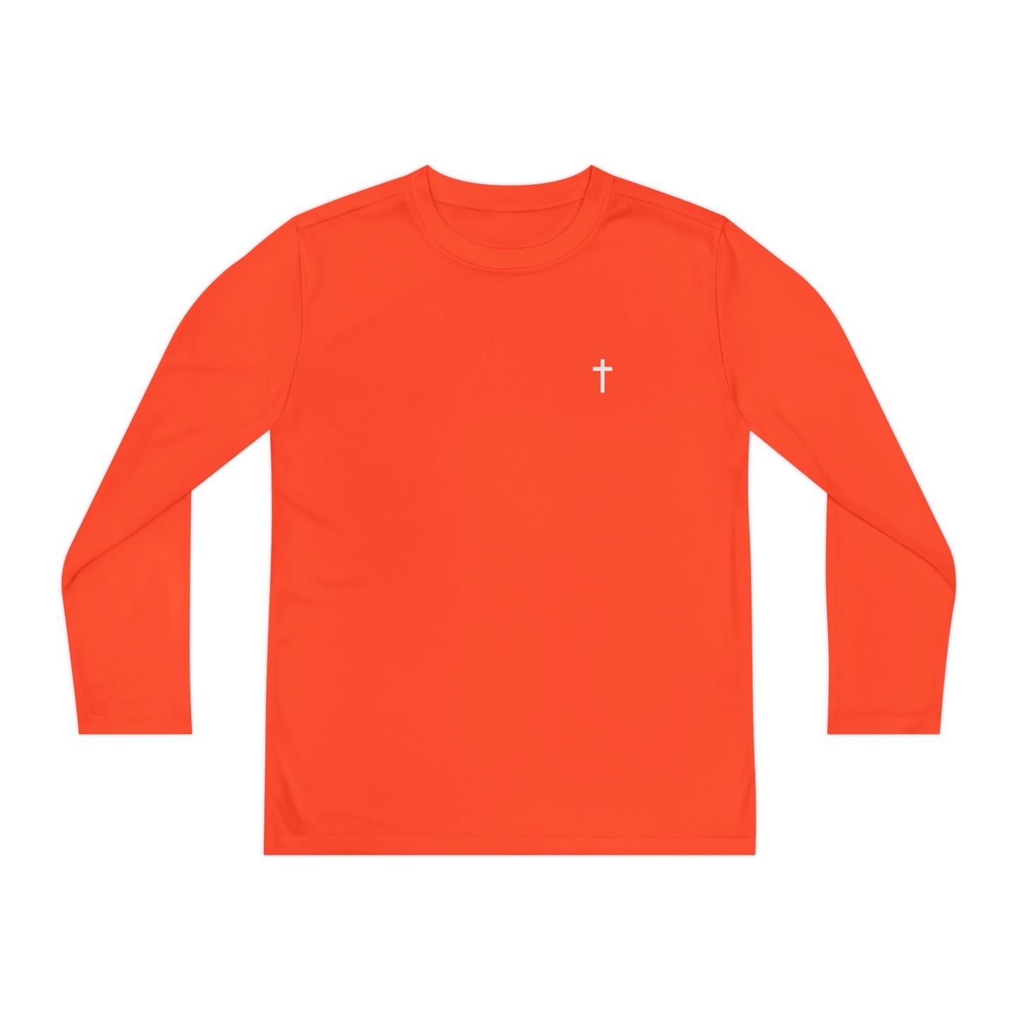 Youth long sleeve Sport-Tek with White Cross