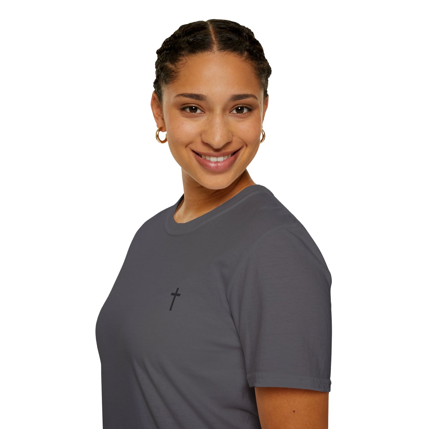 Unisex Christian T-Shirt with Black Cross (Gildan Product)