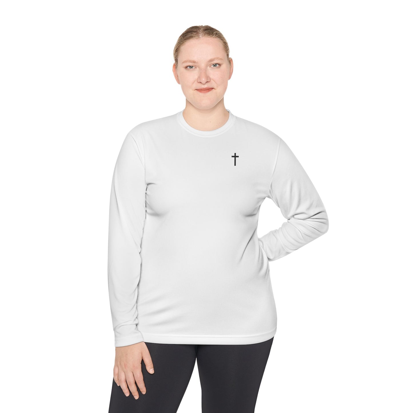 Unisex Lightweight Long Sleeve Tee with Black Cross