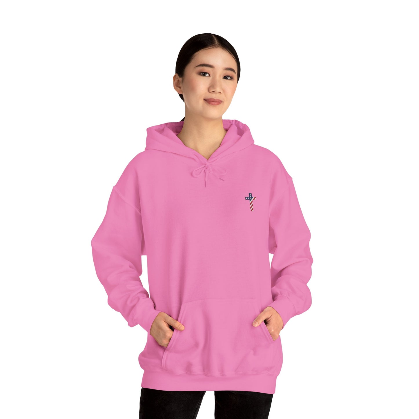 American Flag Cross- Gildan Hooded Sweatshirt