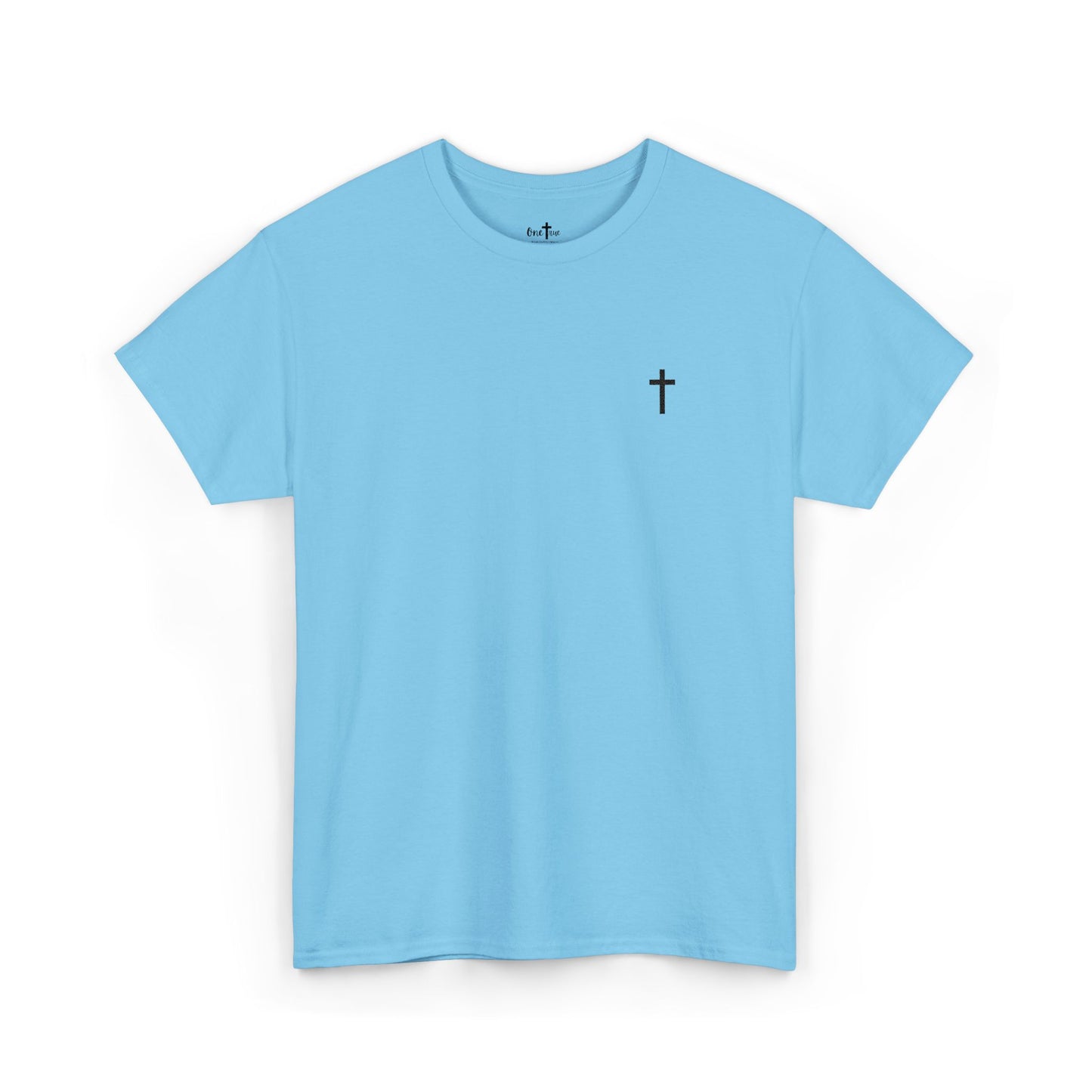 Unisex Heavy Cotton Tee with Black Cross (Embroidered)