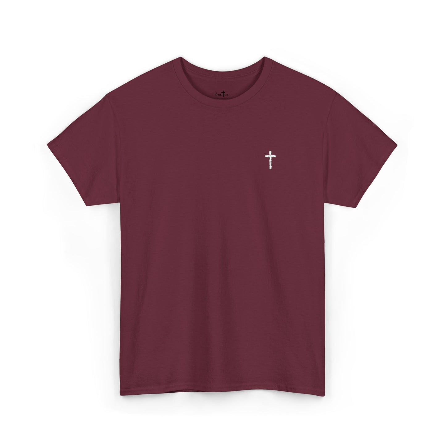 Unisex Heavy Cotton Tee with White Cross (Embroidered)