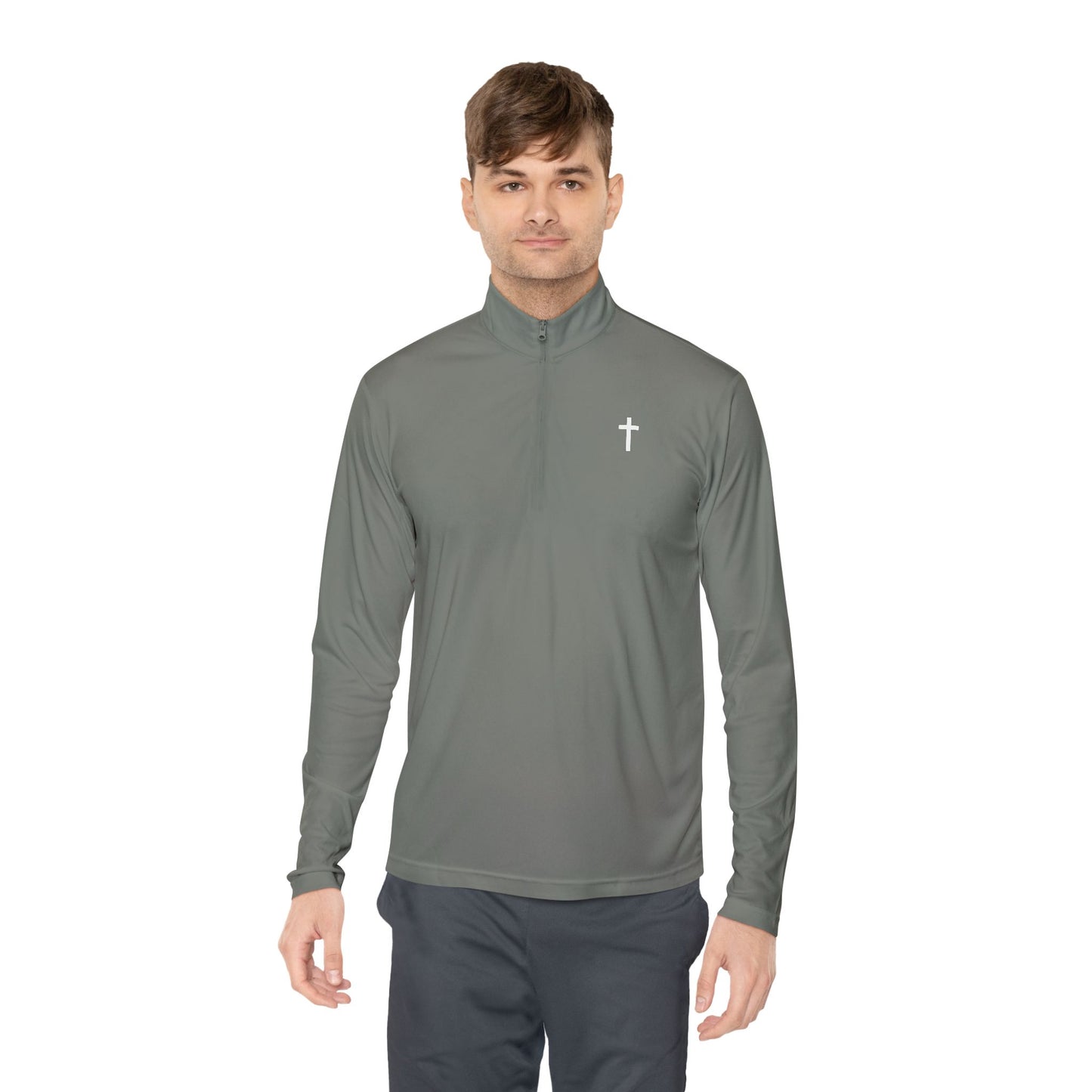 Unisex Quarter-Zip Pullover with White Cross