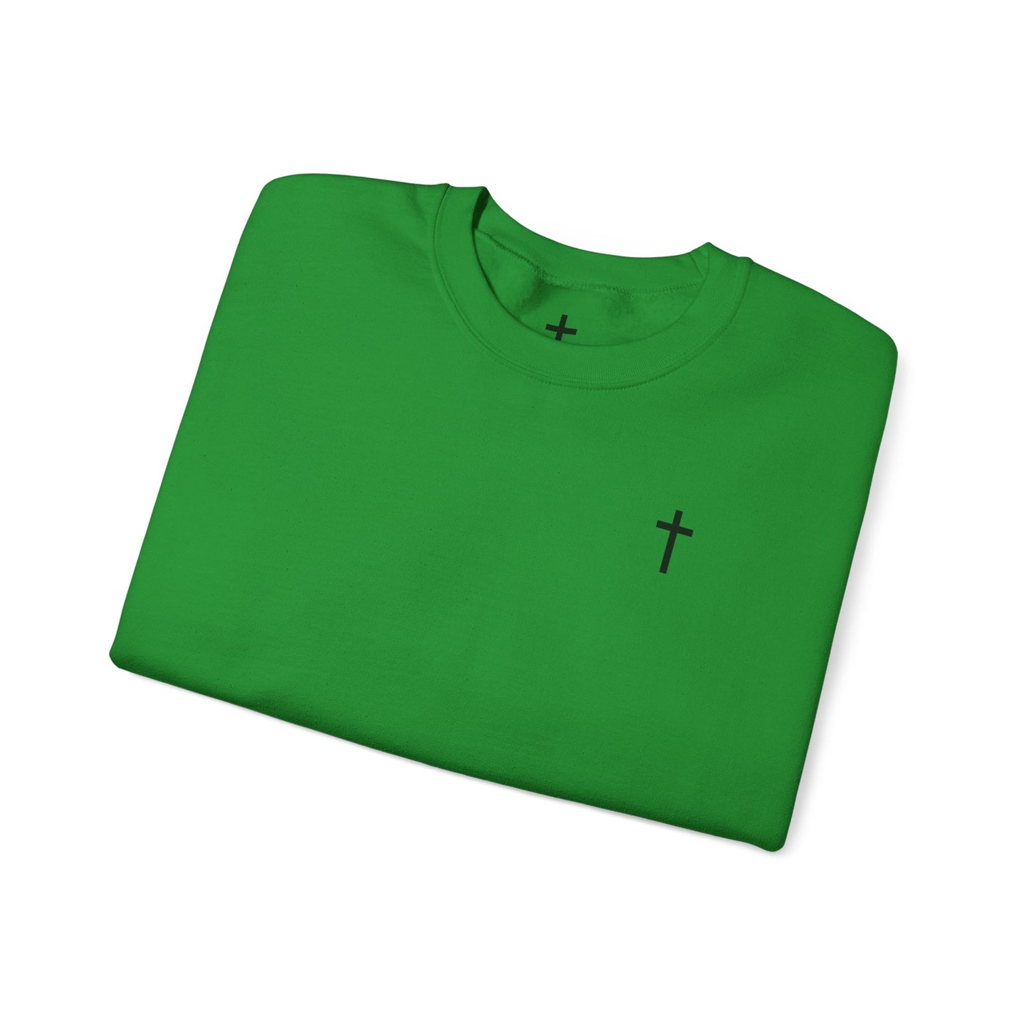 Unisex Simple Christian Heavy Blend Crewneck Sweatshirt with Black Cross (Gildan Product)