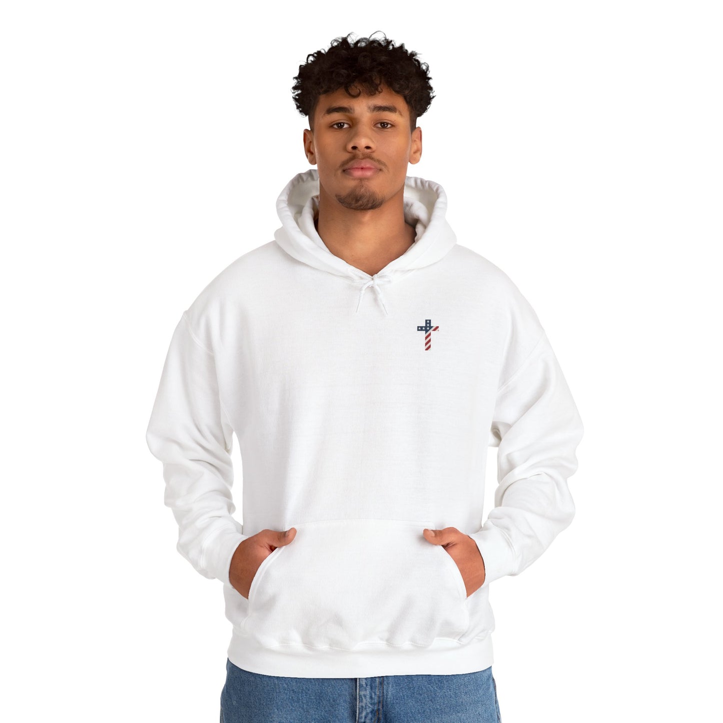 American Flag Cross- Gildan Hooded Sweatshirt