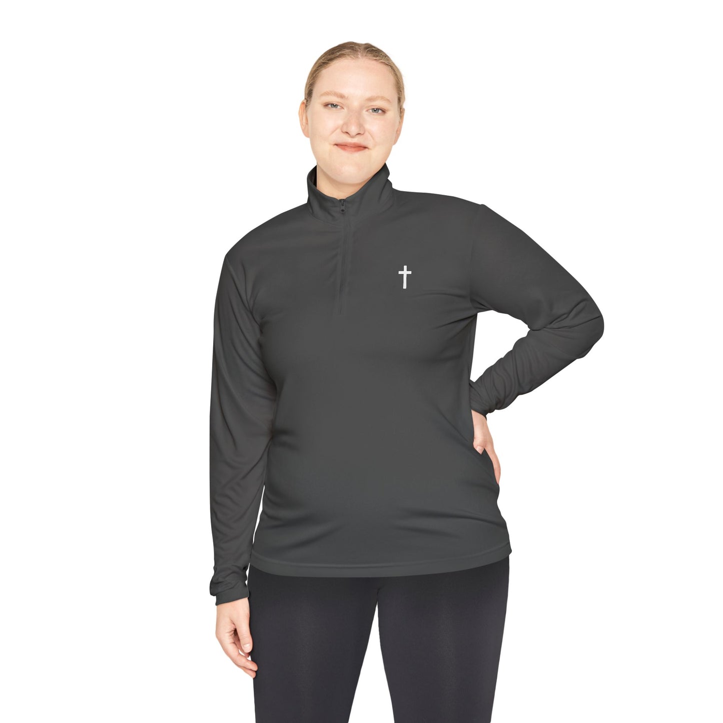 Unisex Quarter-Zip Pullover with White Cross