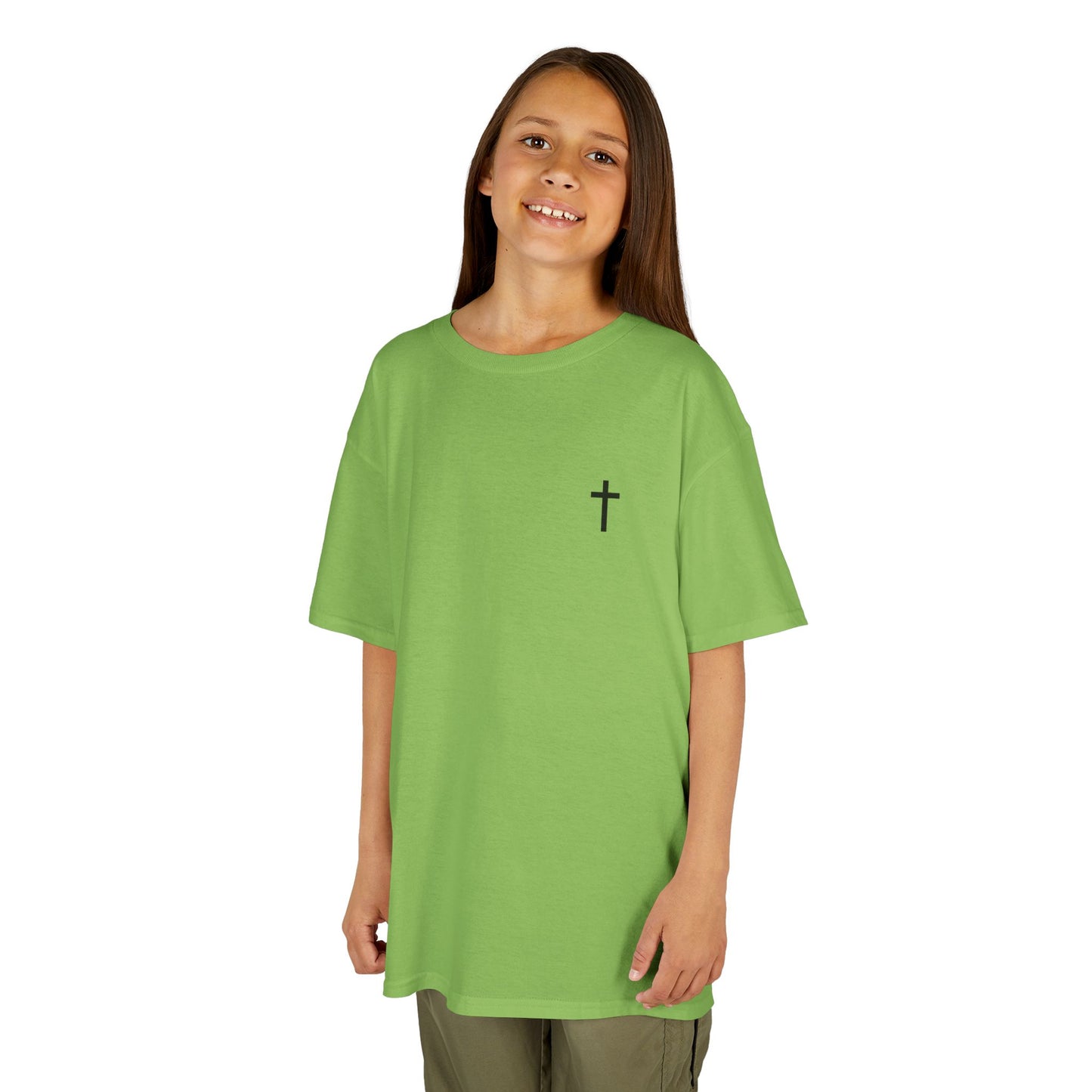 Kids Simple Christian T-Shirt with Black Cross (Gildan Product)