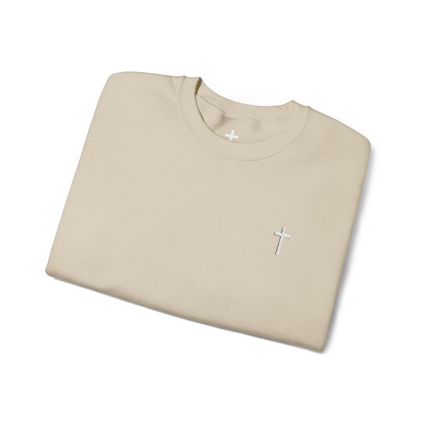 Unisex Heavy Blend™ Crewneck Sweatshirt with Embroidered White Cross