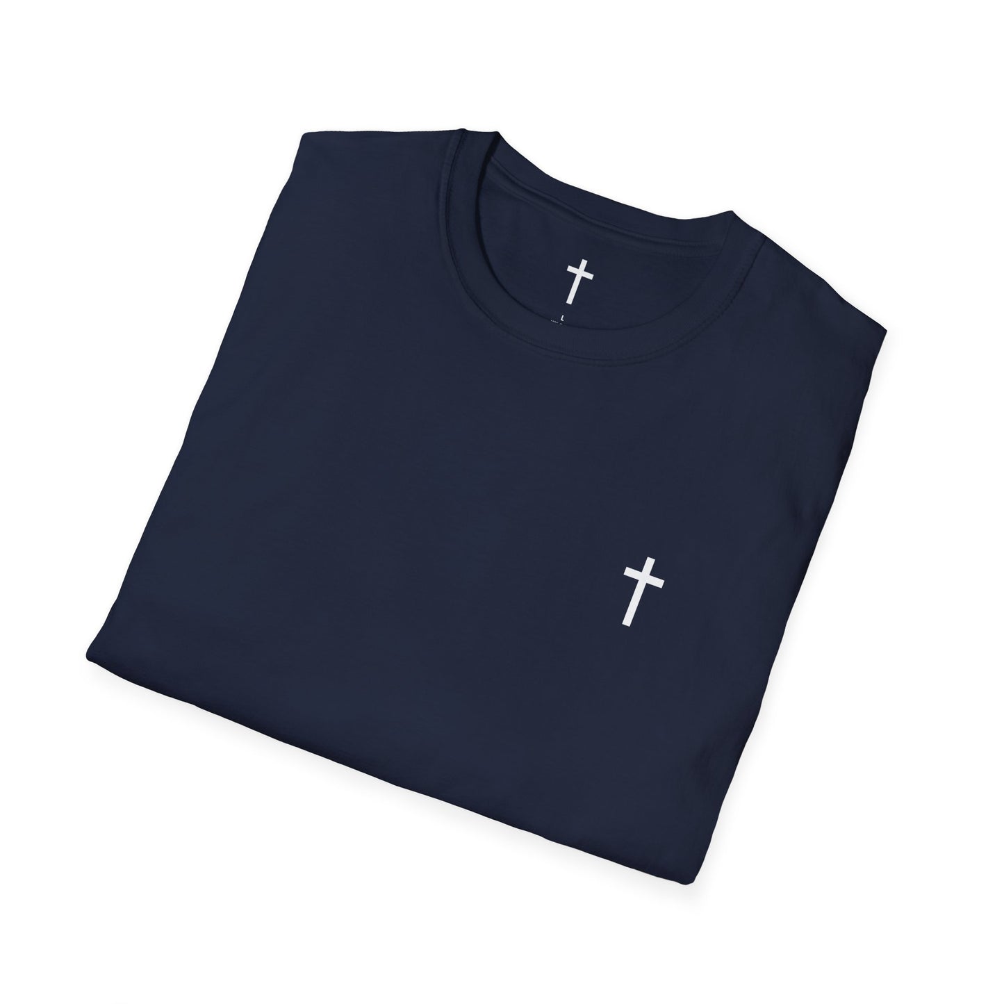 Unisex Christian T-Shirt with White Cross (Gildan Product)