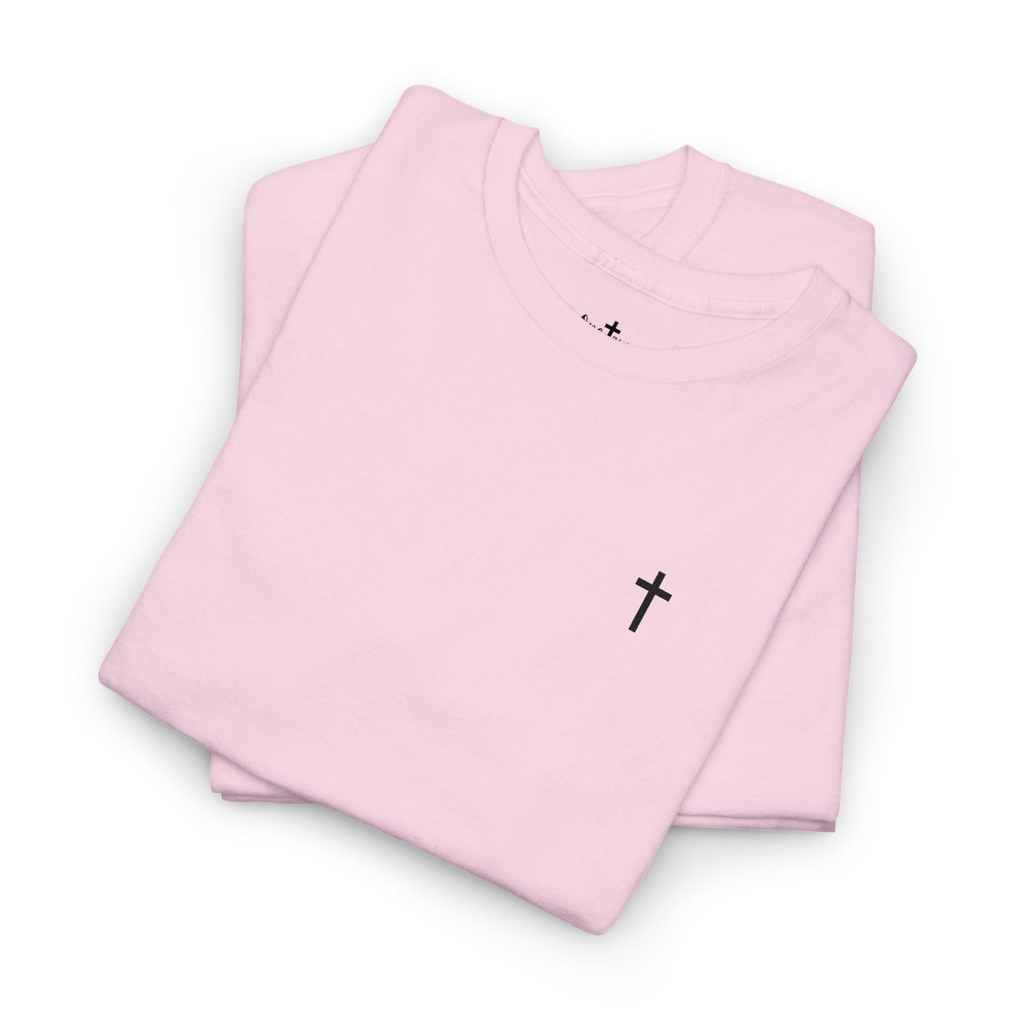 Unisex Heavy Cotton Tee with Black Cross (Embroidered)