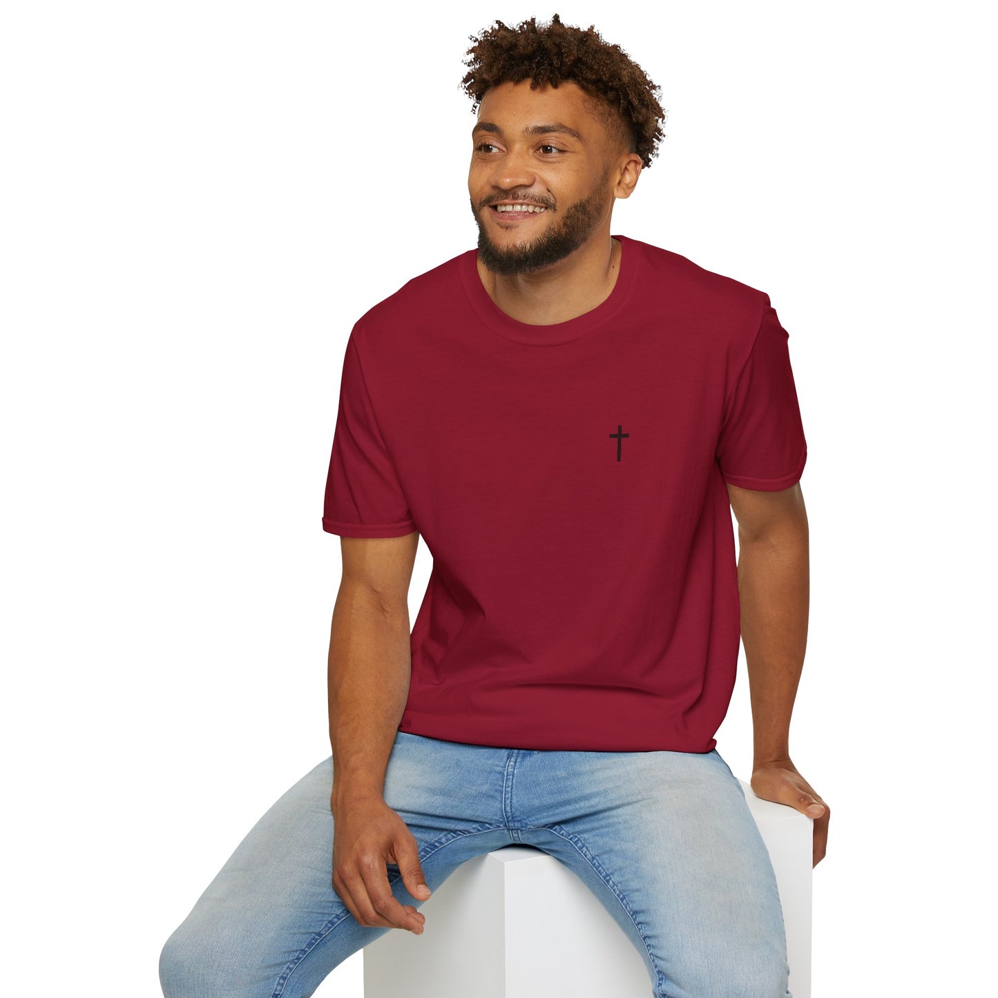 Unisex Christian T-Shirt with Black Cross (Gildan Product)