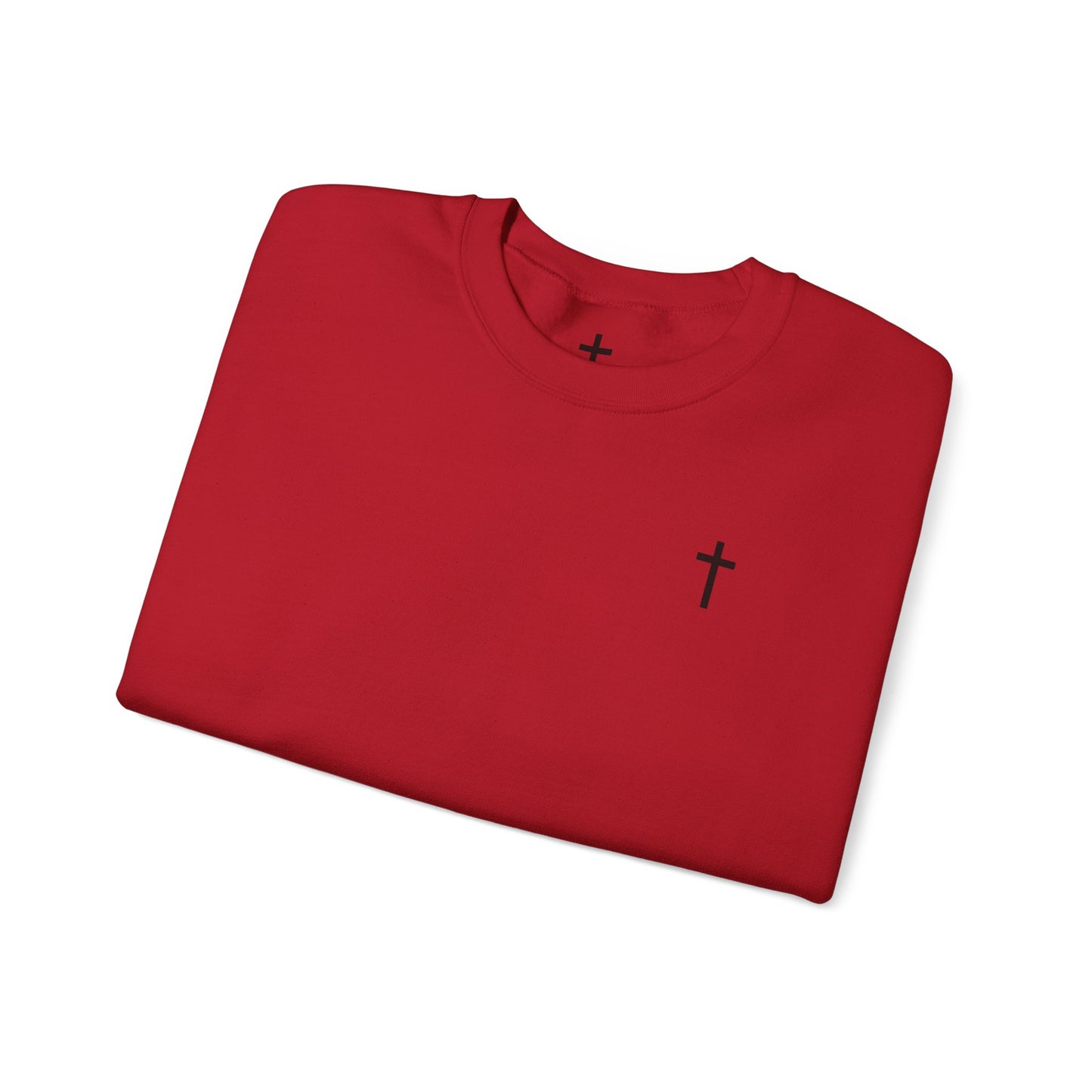 Unisex Simple Christian Heavy Blend Crewneck Sweatshirt with Black Cross (Gildan Product)