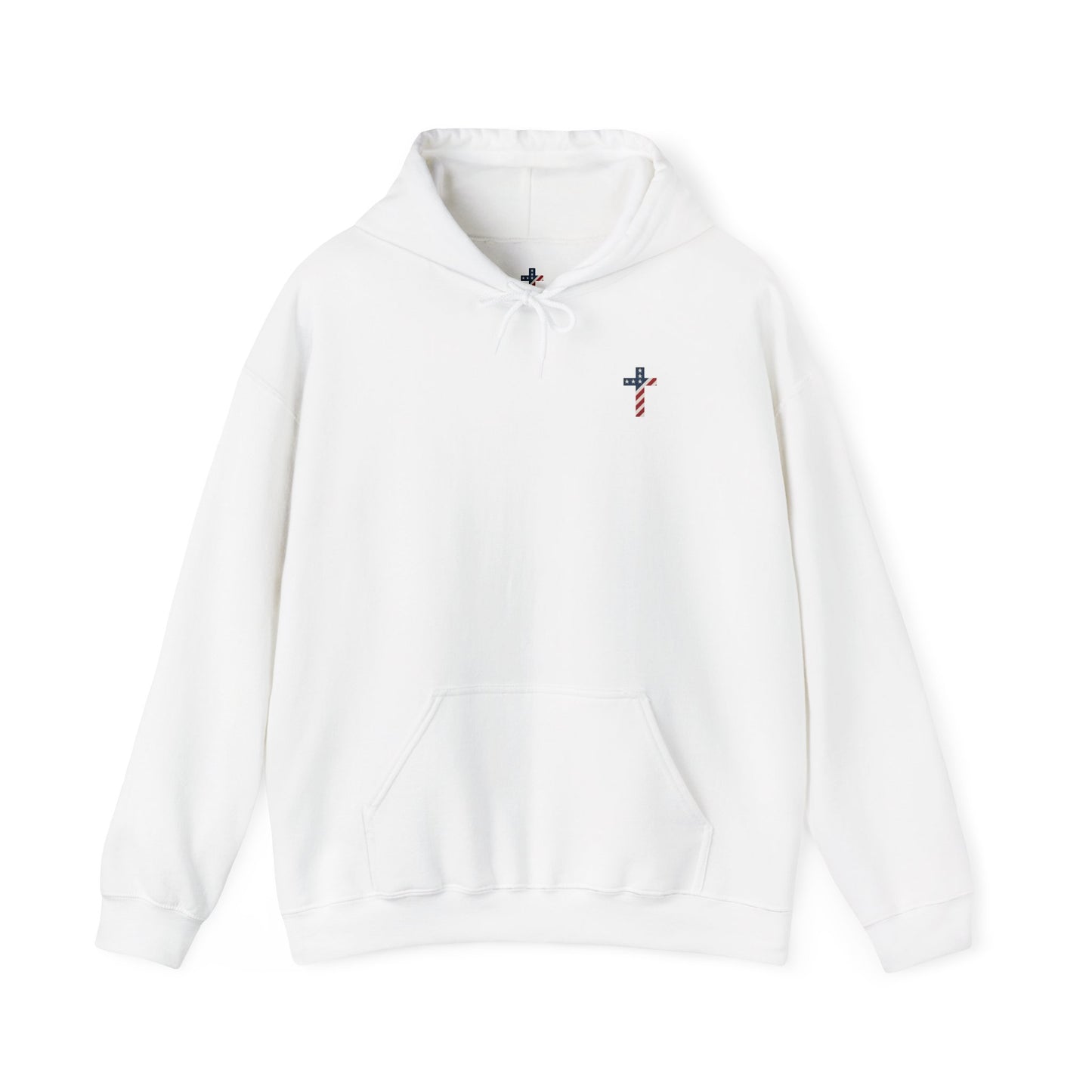 American Flag Cross- Gildan Hooded Sweatshirt