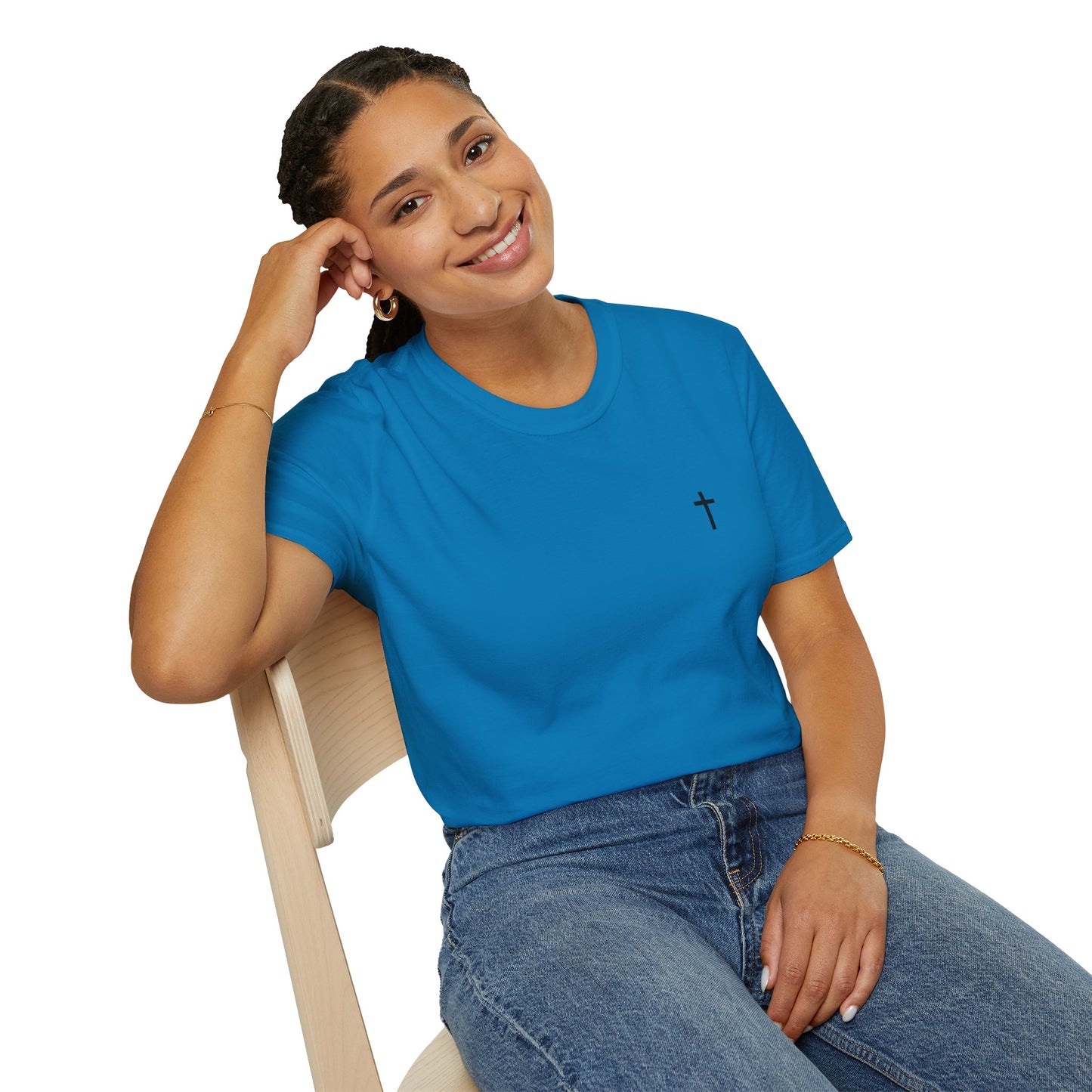 Unisex Christian T-Shirt with Black Cross (Gildan Product)