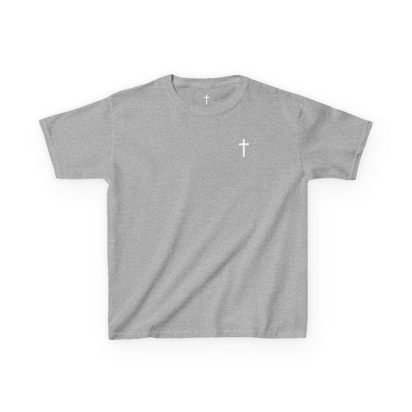 Youth Simple Christian T-Shirt with White Cross (Gildan Product)