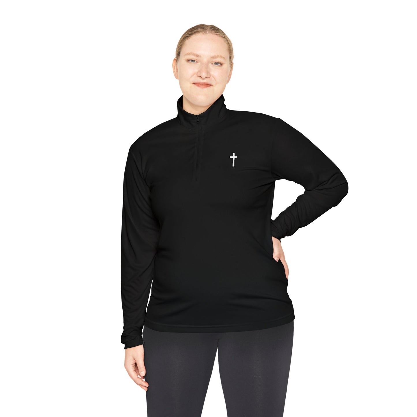 Unisex Quarter-Zip Pullover with White Cross