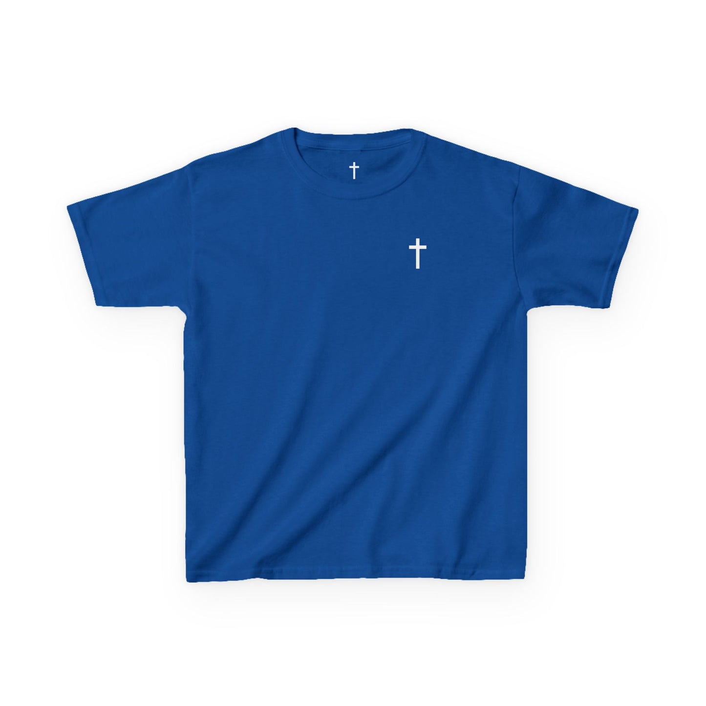 Youth Simple Christian T-Shirt with White Cross (Gildan Product)