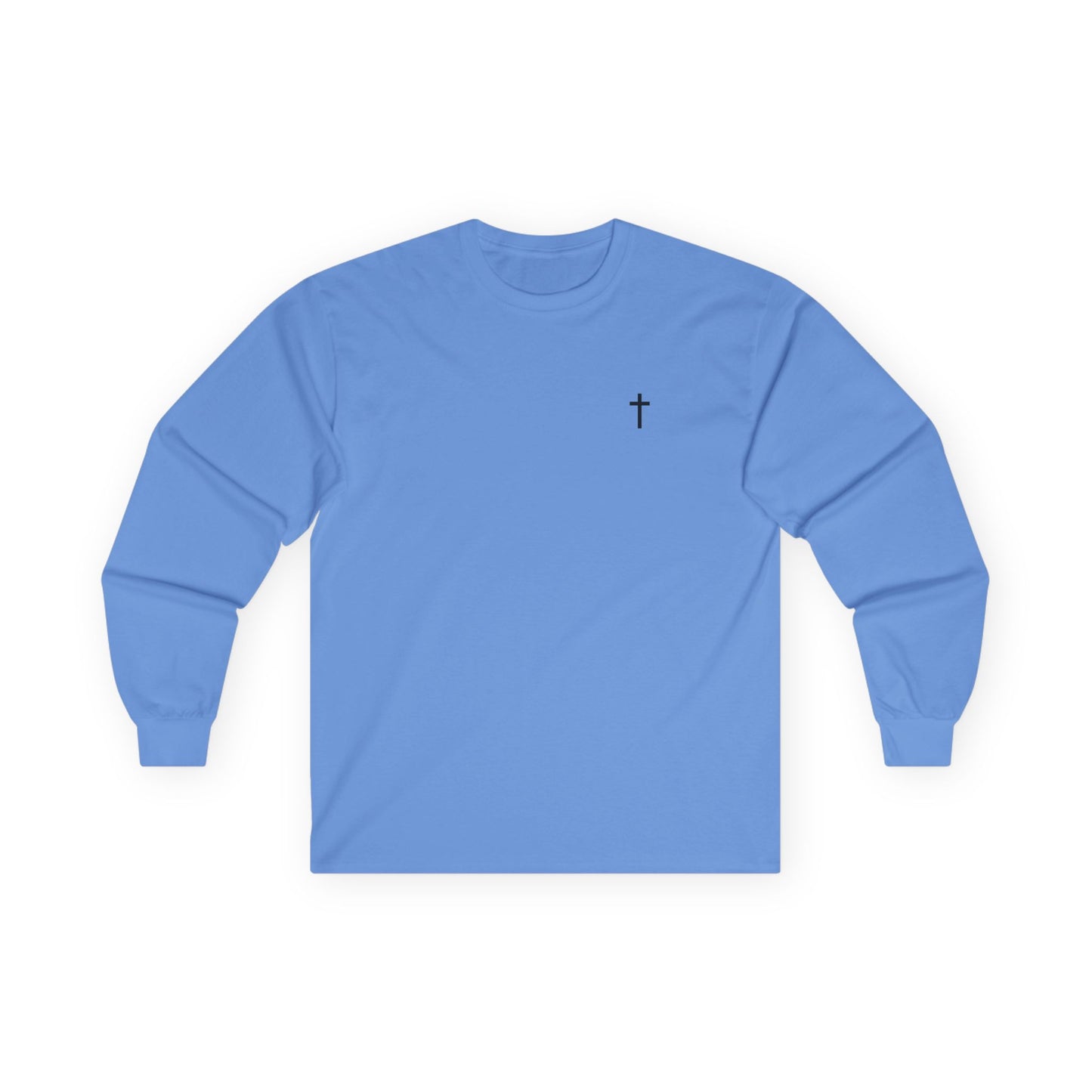 Unisex 100% Cotton Long Sleeve Tee with Black Cross