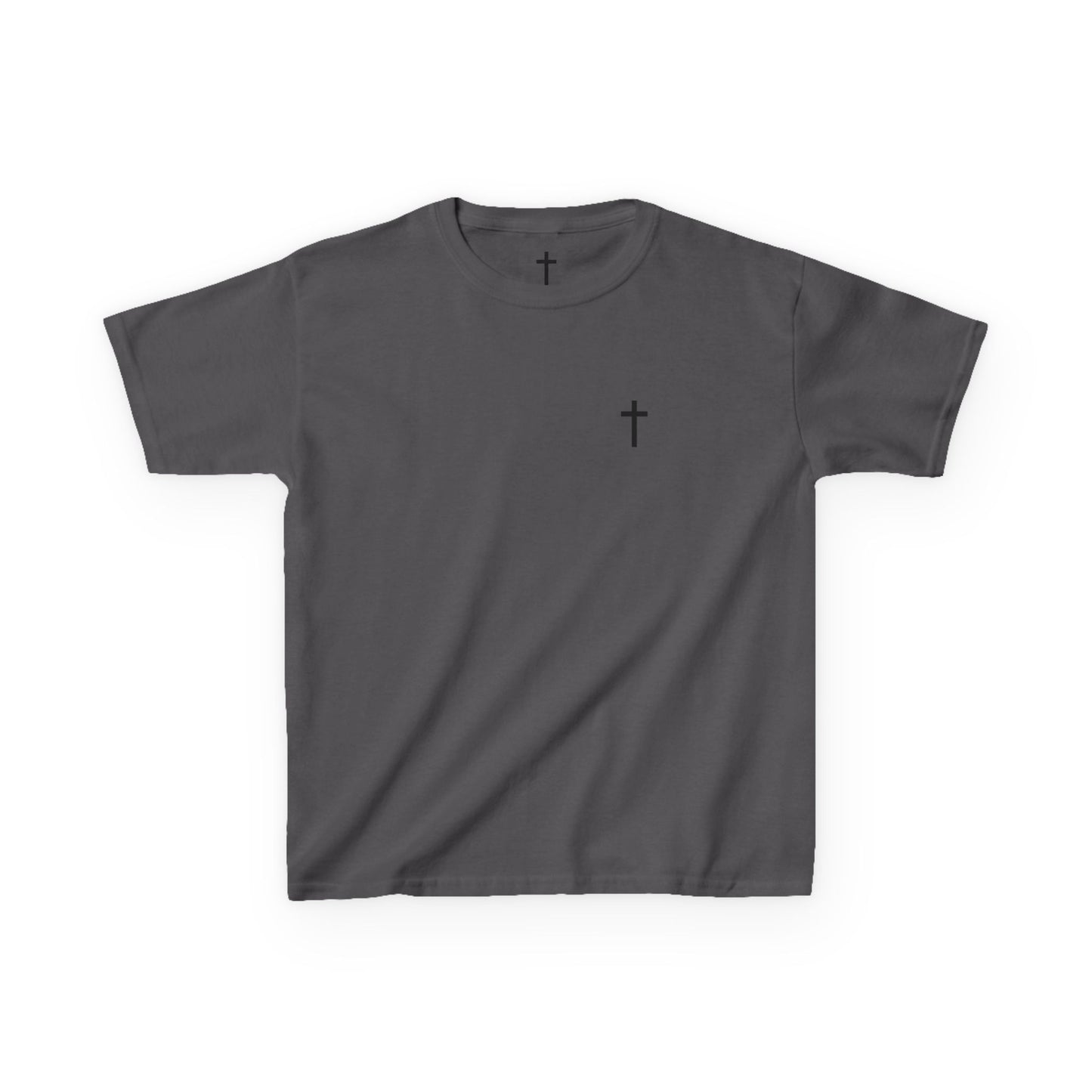 Kids Simple Christian T-Shirt with Black Cross (Gildan Product)