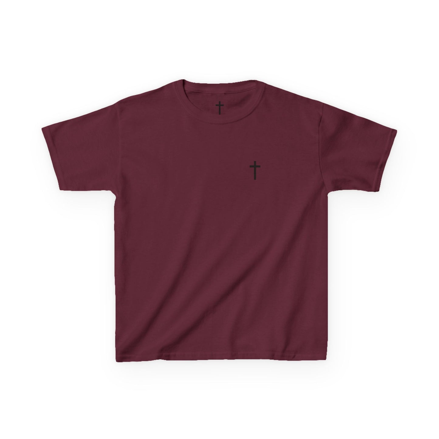 Kids Simple Christian T-Shirt with Black Cross (Gildan Product)