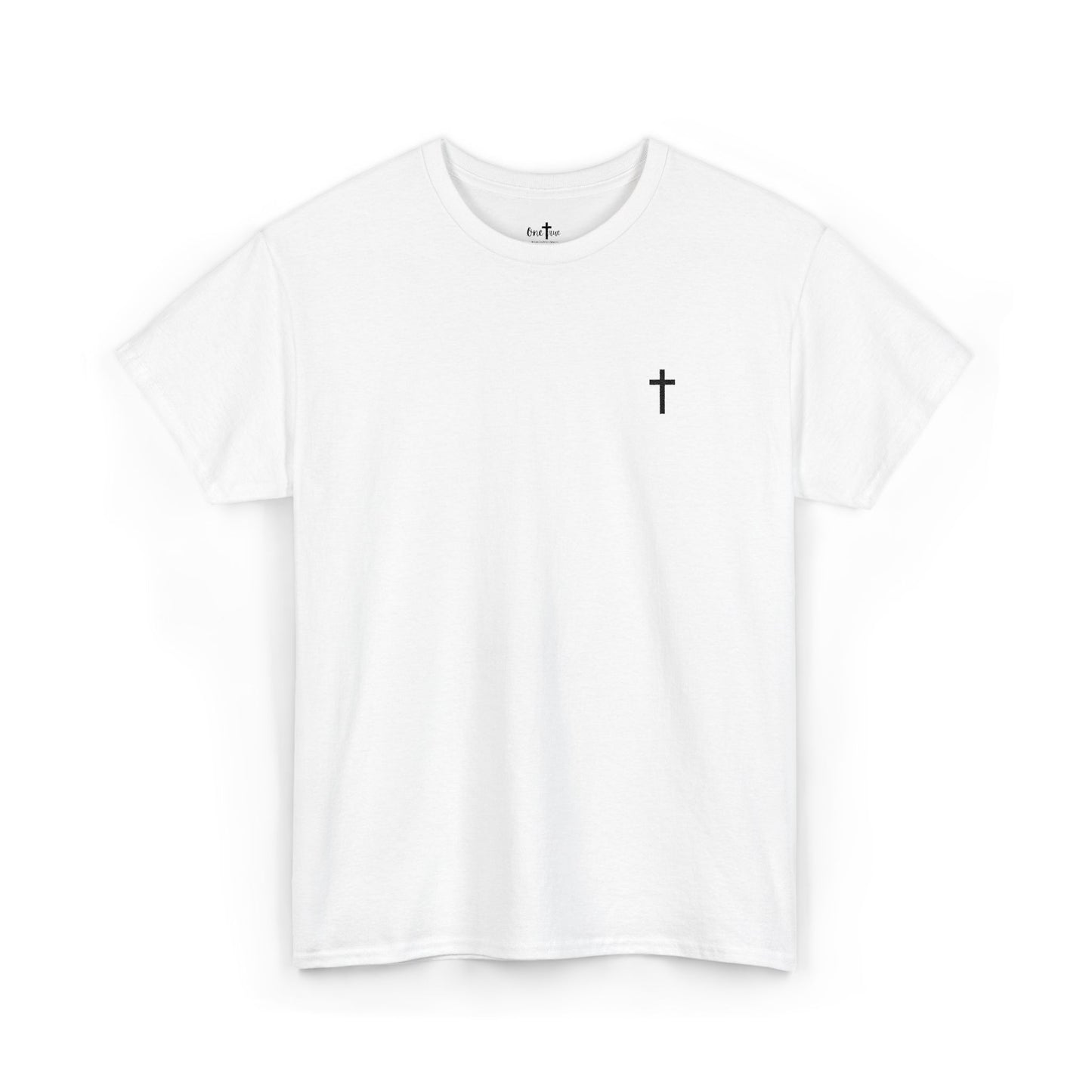 Unisex Heavy Cotton Tee with Black Cross (Embroidered)