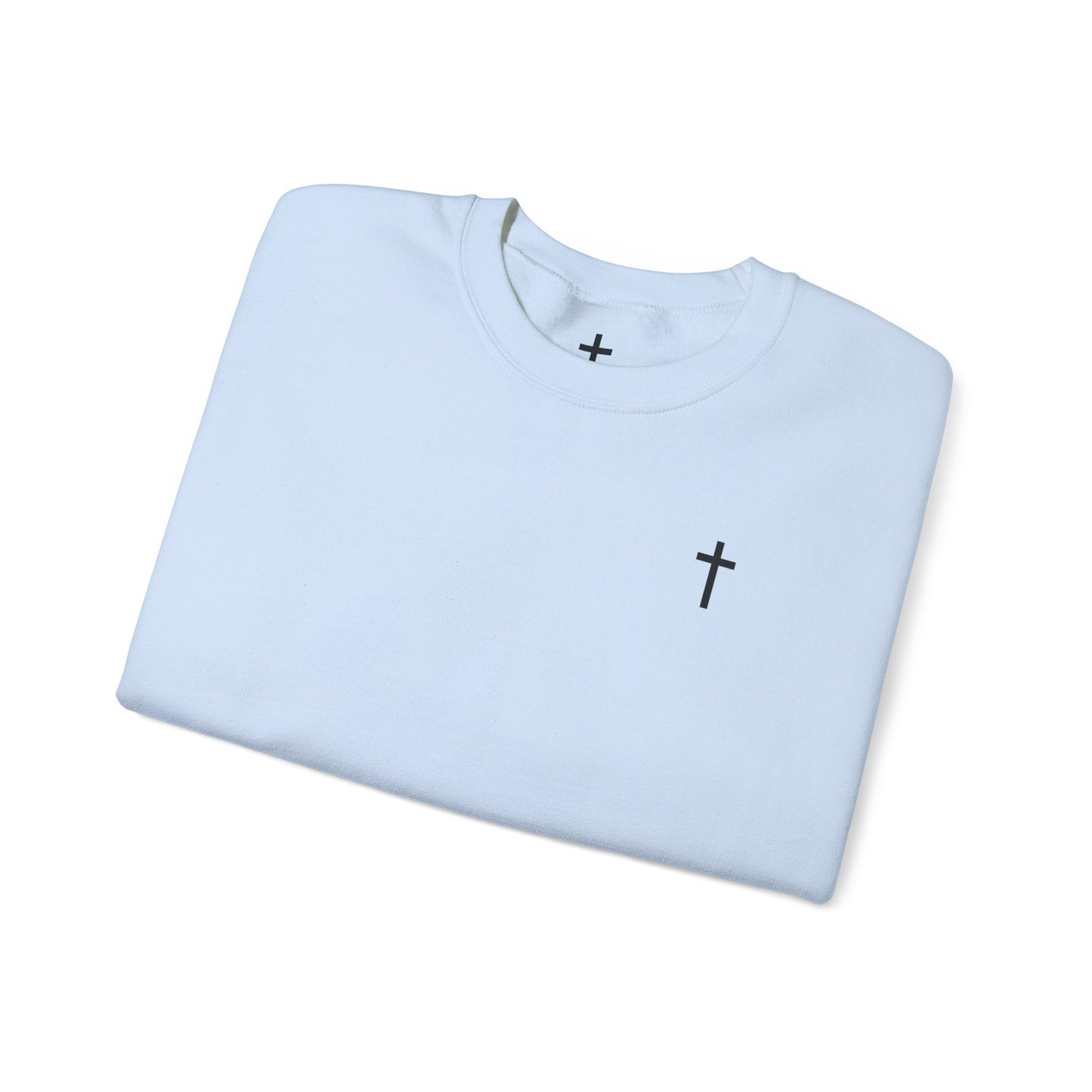 Unisex Simple Christian Heavy Blend Crewneck Sweatshirt with Black Cross (Gildan Product)