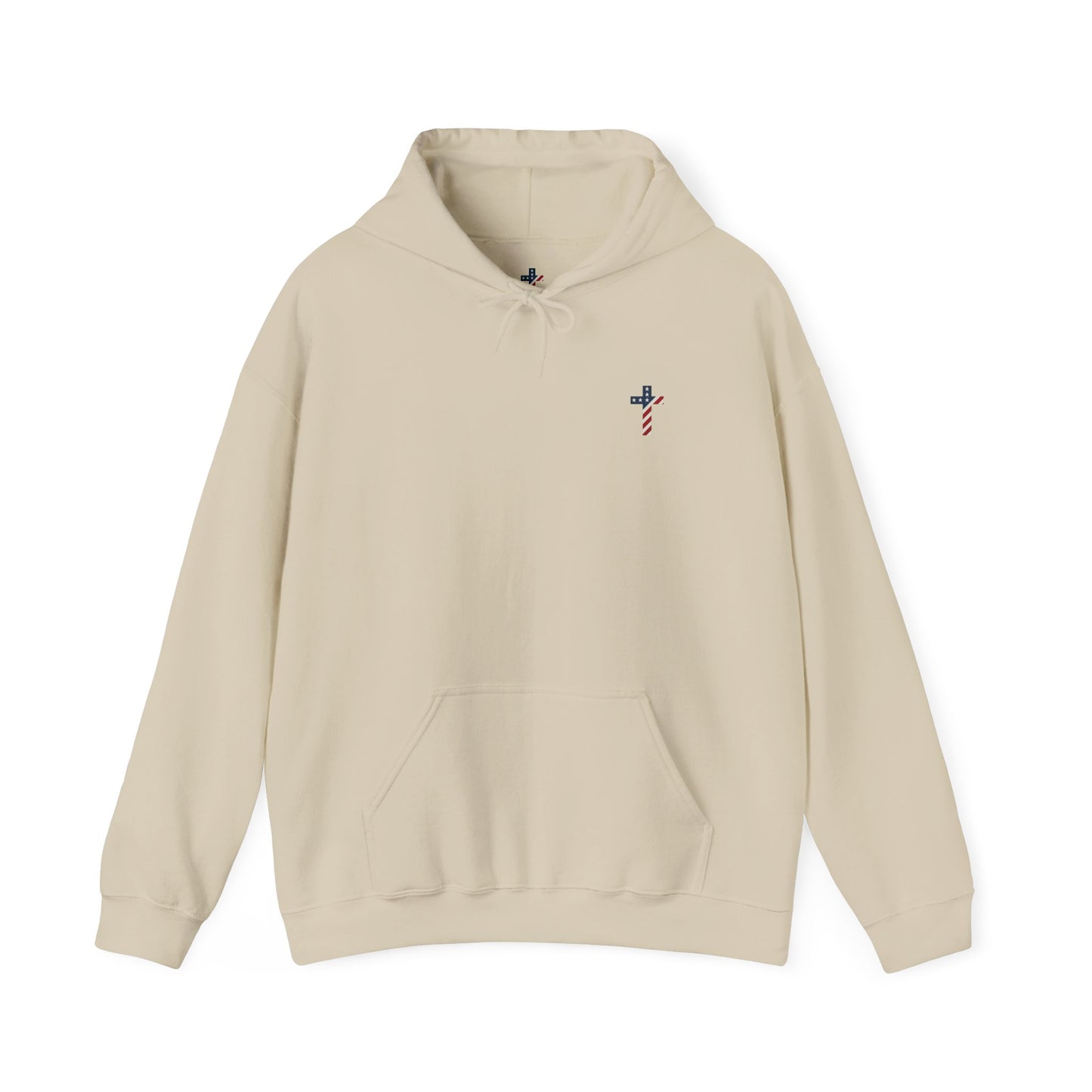 American Flag Cross- Gildan Hooded Sweatshirt