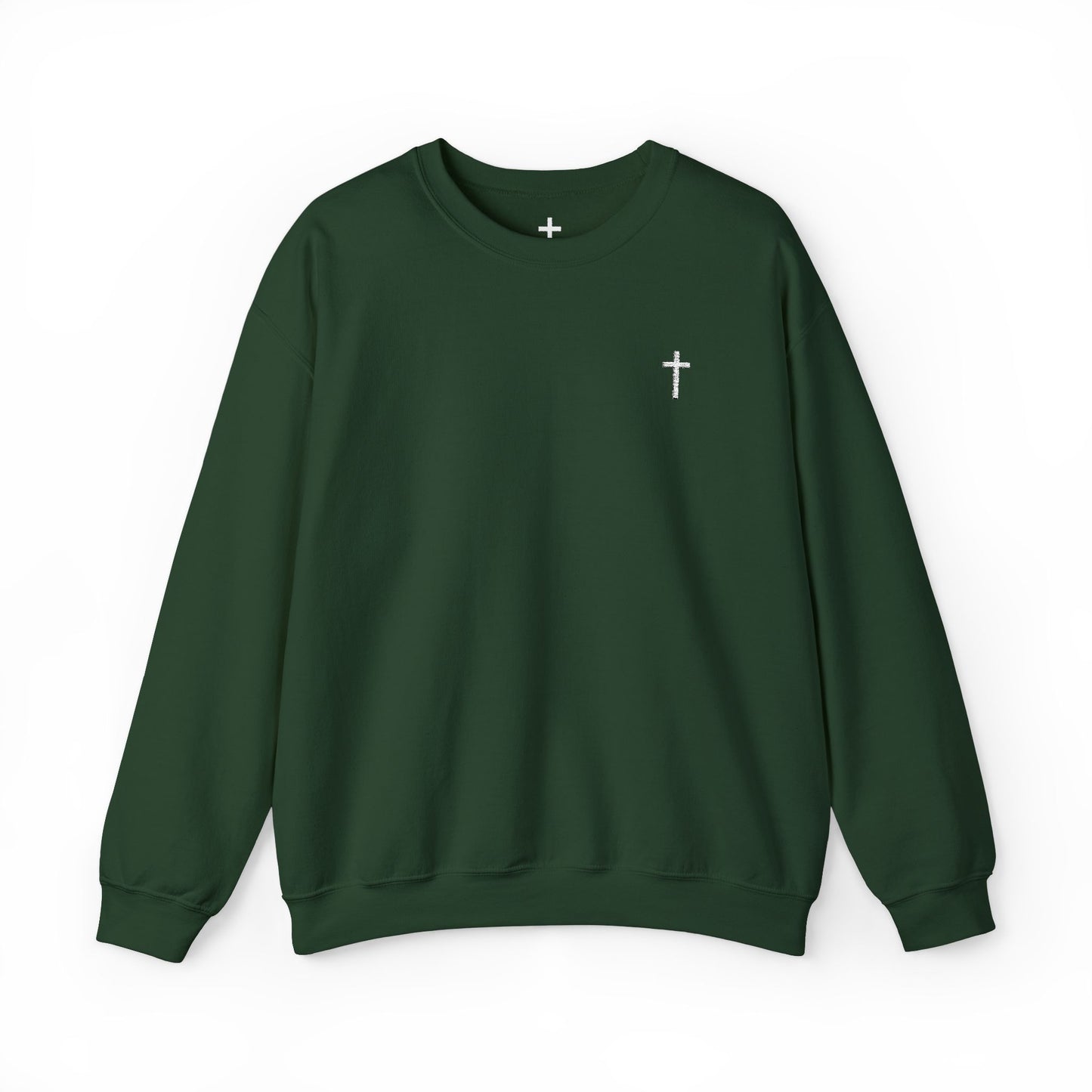 Unisex Heavy Blend™ Crewneck Sweatshirt with Embroidered White Cross