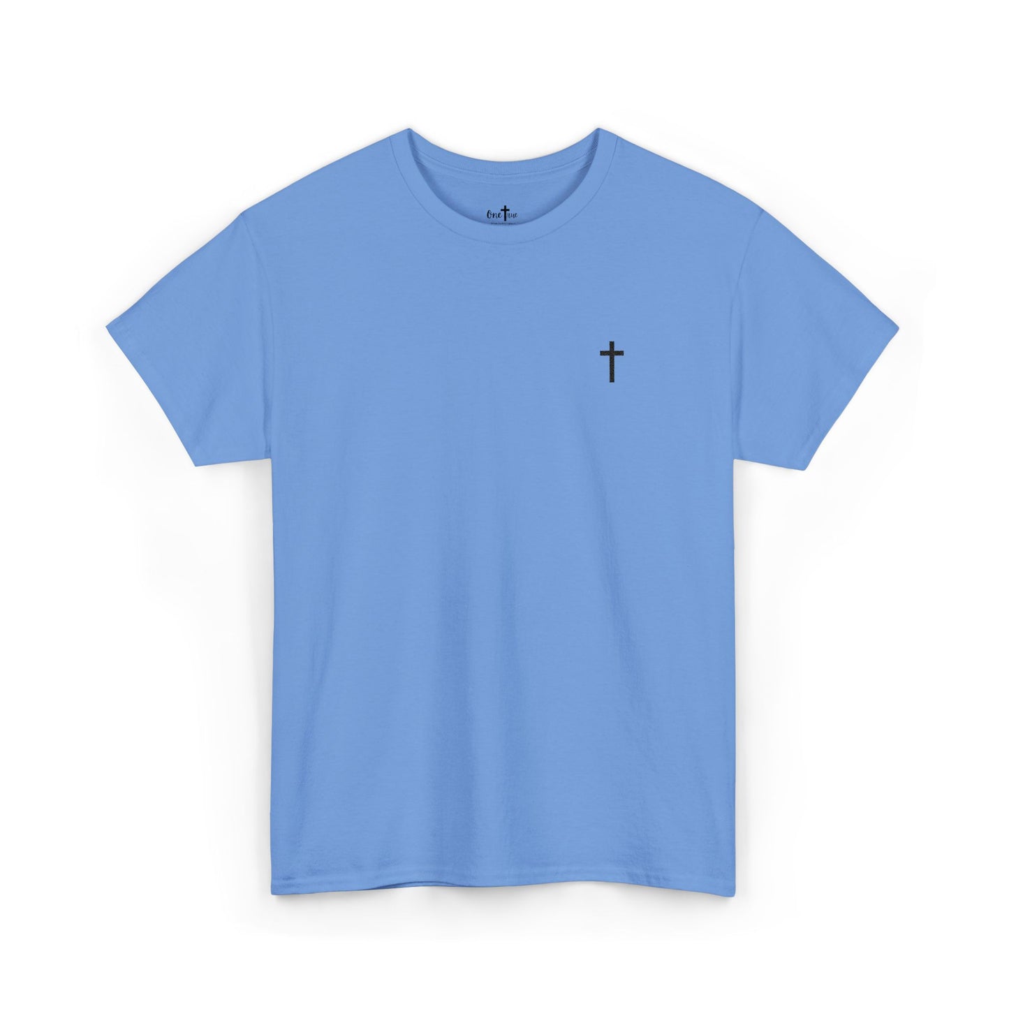 Unisex Heavy Cotton Tee with Black Cross (Embroidered)