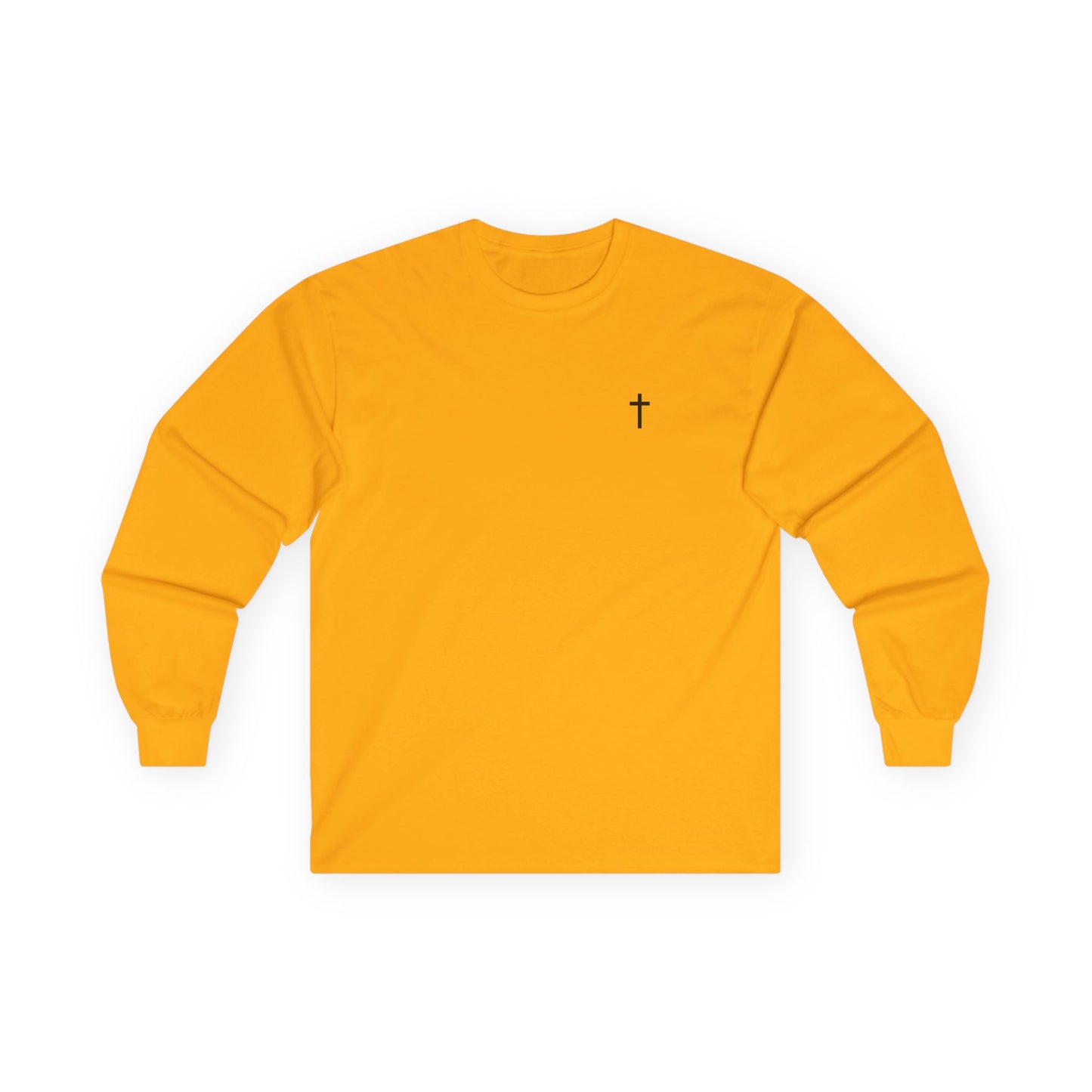 Unisex 100% Cotton Long Sleeve Tee with Black Cross