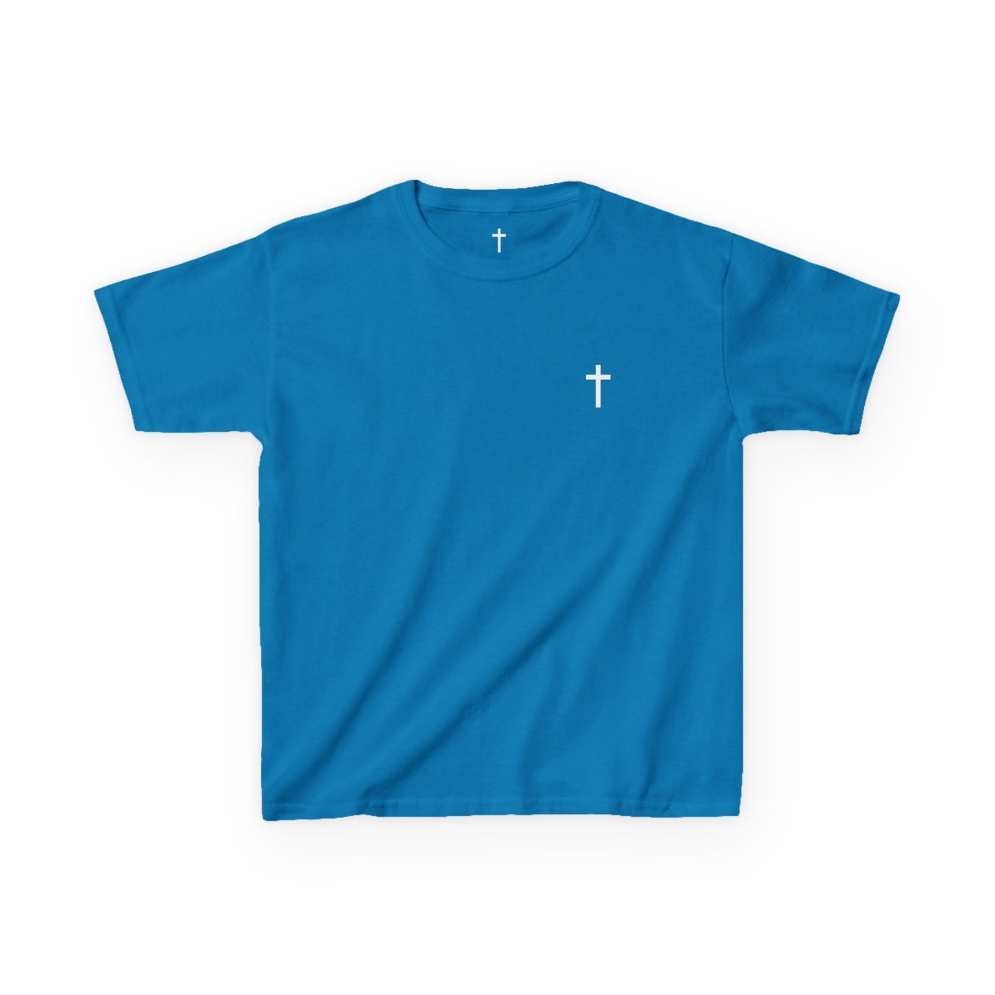 Kids Simple Christian T-Shirt with White Cross (Gildan Product)