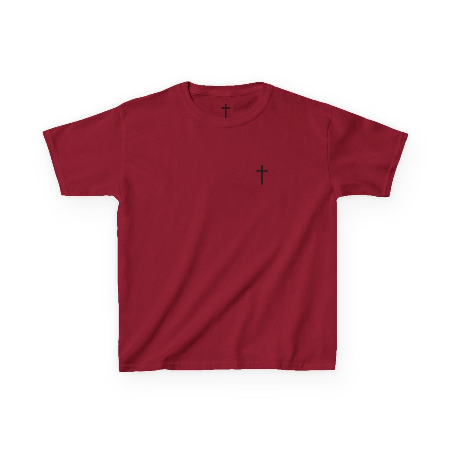 Kids Simple Christian T-Shirt with Black Cross (Gildan Product)