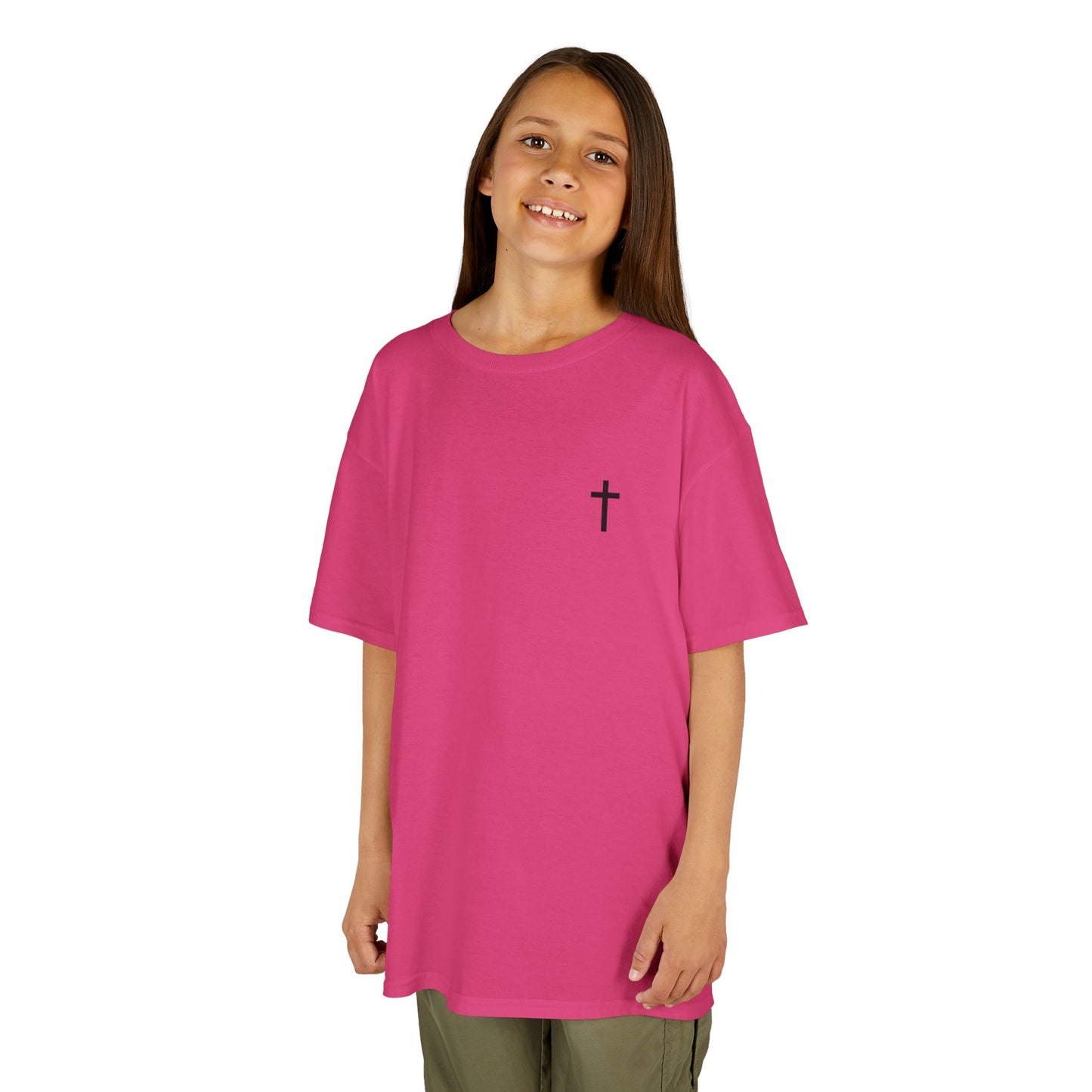 Kids Simple Christian T-Shirt with Black Cross (Gildan Product)