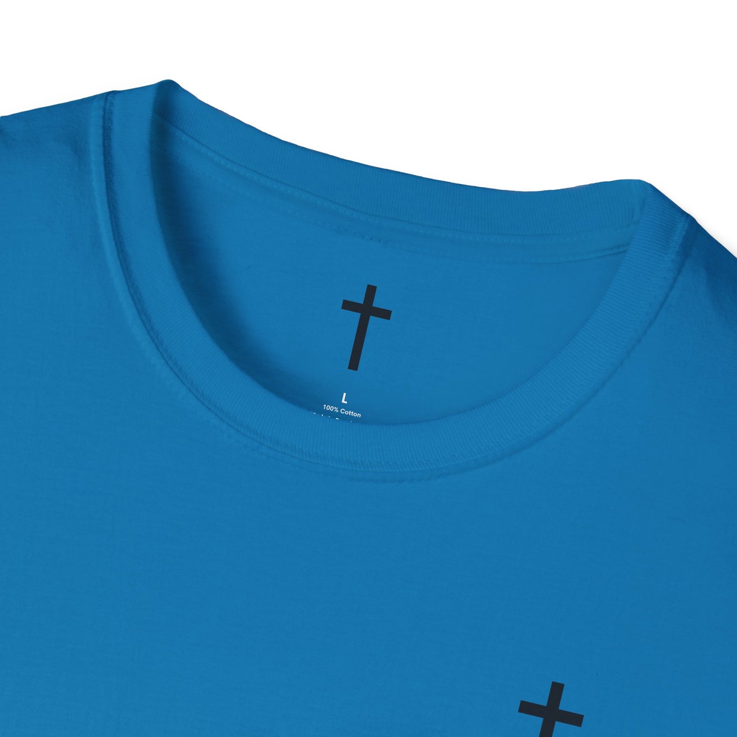 Unisex Christian T-Shirt with Black Cross (Gildan Product)