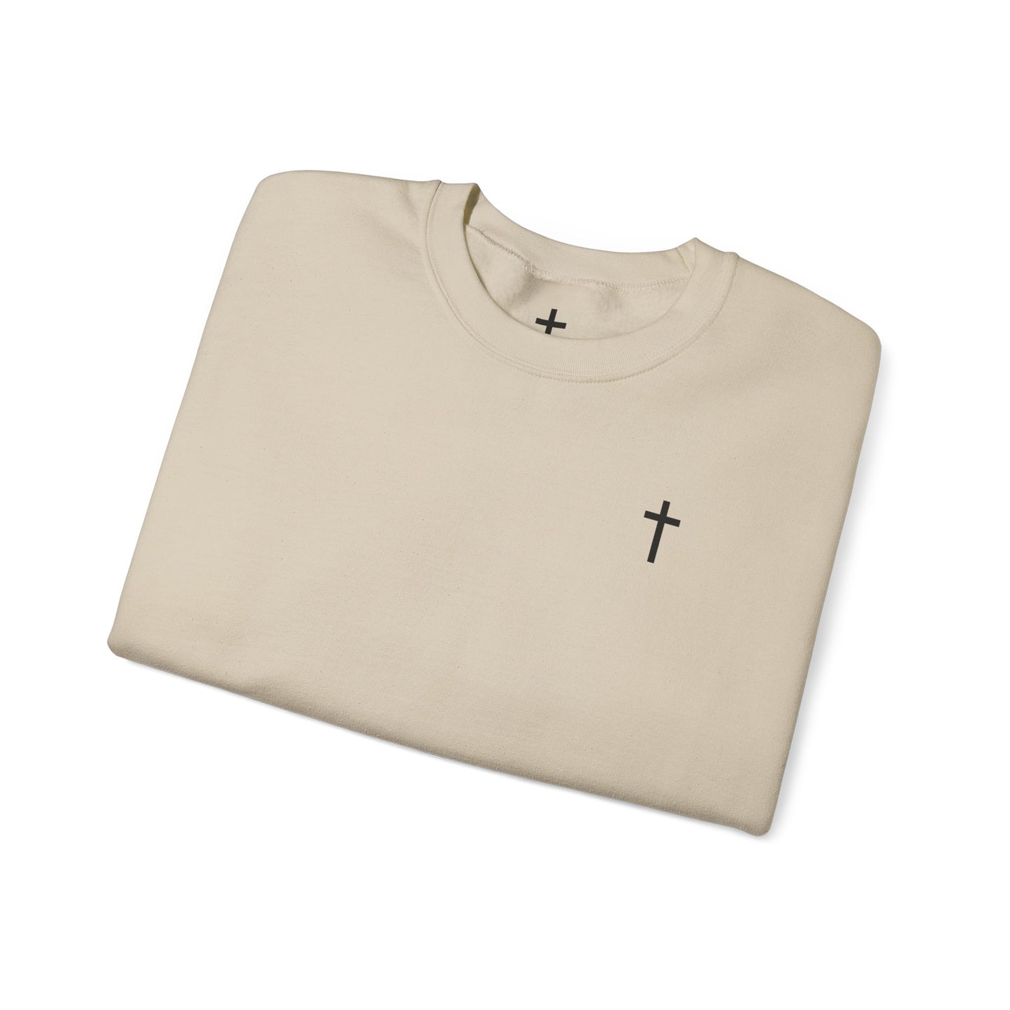 Unisex Simple Christian Heavy Blend Crewneck Sweatshirt with Black Cross (Gildan Product)