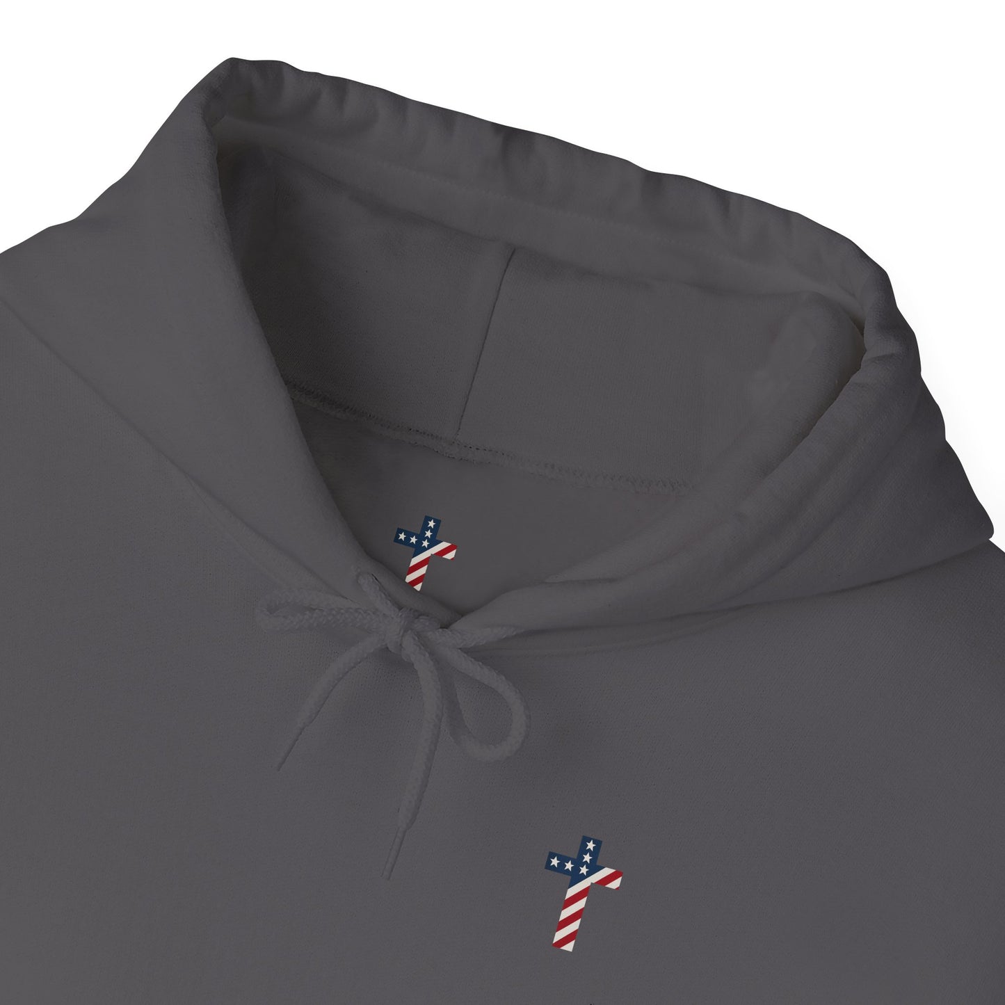 American Flag Cross- Gildan Hooded Sweatshirt