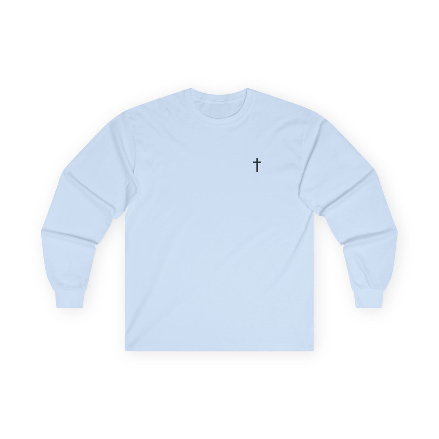 Unisex 100% Cotton Long Sleeve Tee with Black Cross