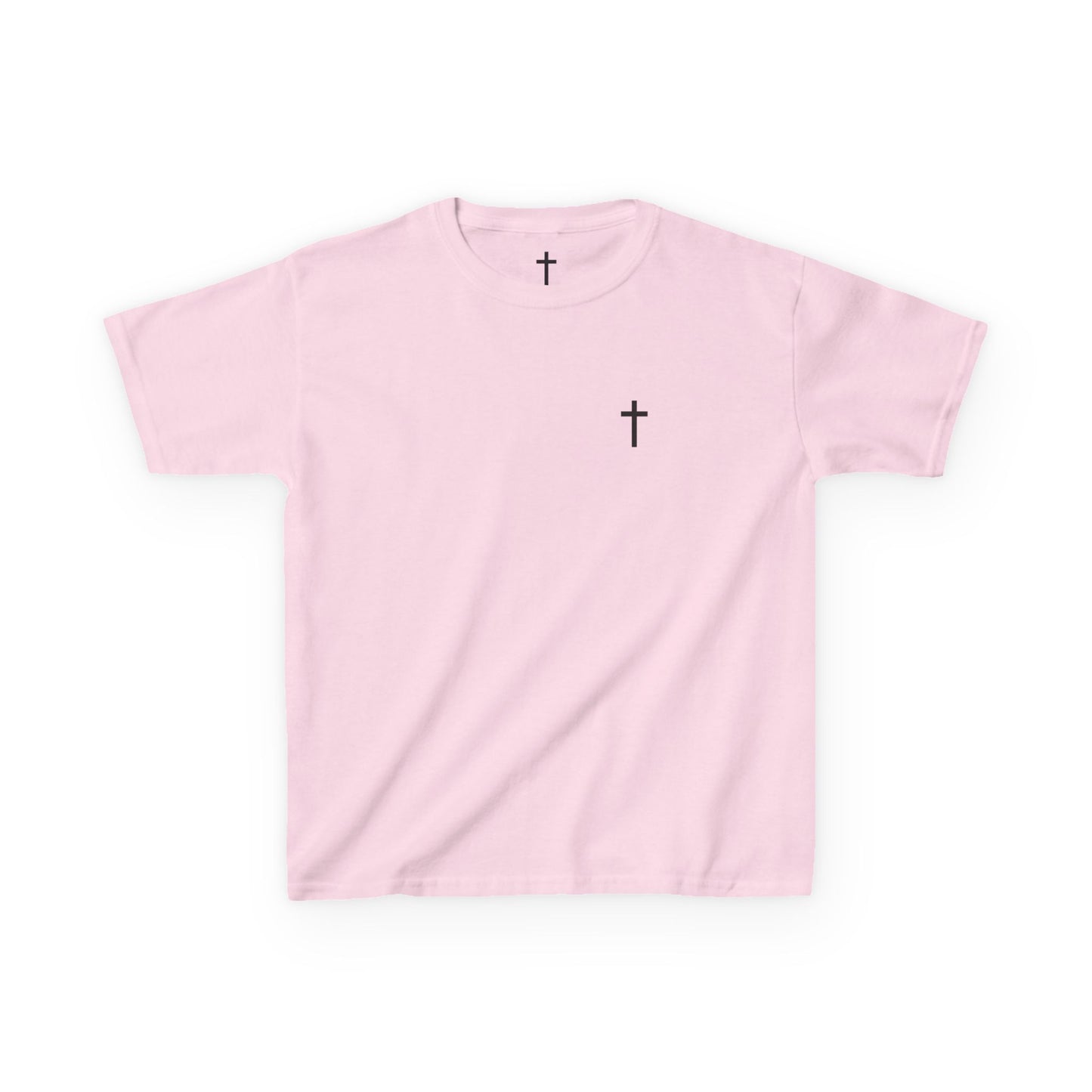 Kids Simple Christian T-Shirt with Black Cross (Gildan Product)