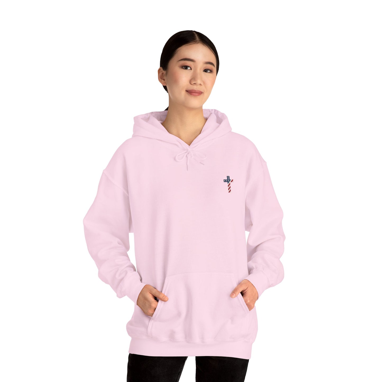 American Flag Cross- Gildan Hooded Sweatshirt