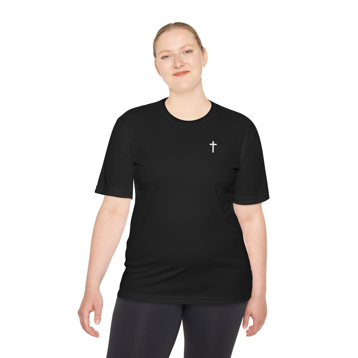 Sport-Tek Unisex Moisture Wicking Tee with White Cross